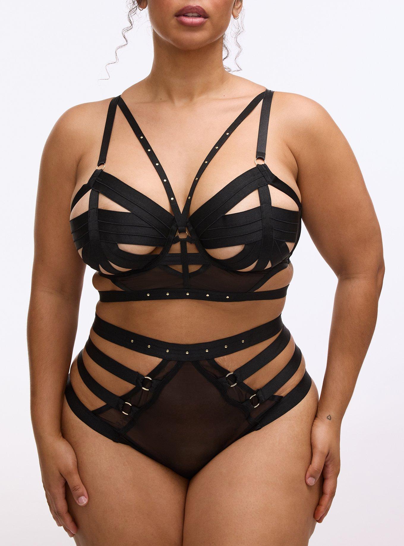 Vixen Underwire Mesh Studded Bra, RICH BLACK, alternate