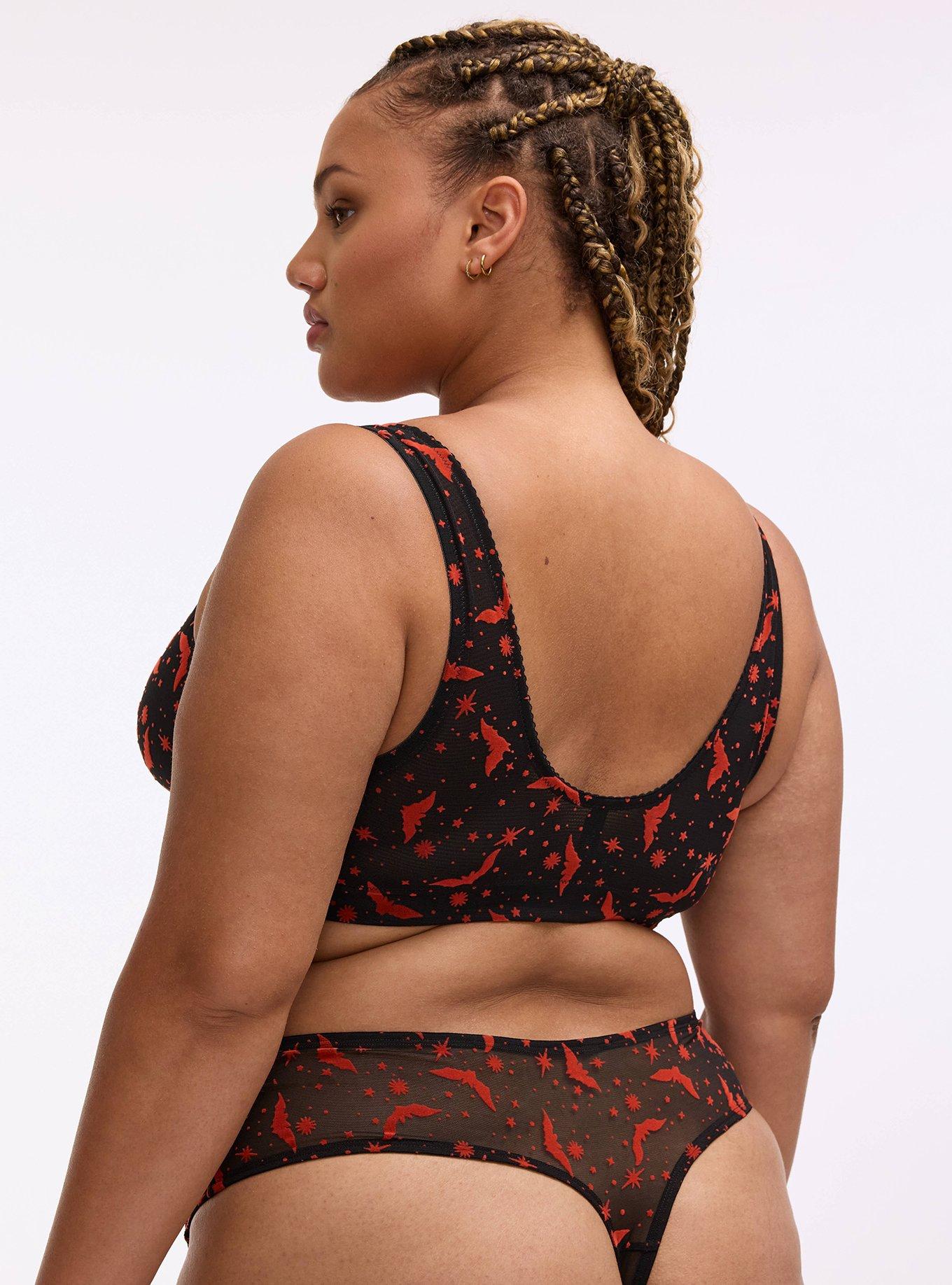 Flocked Mesh Mid-Rise Thong, MOON BATS ORANGE, alternate