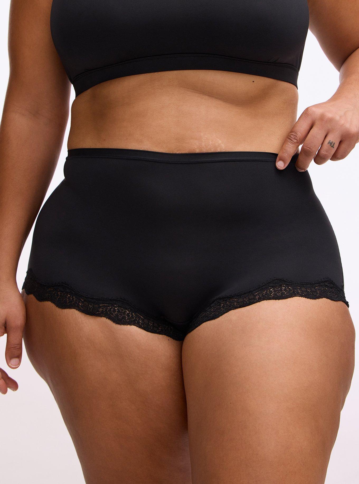 Butter Mid-Rise Lace Trim Boyshort Panty, RICH BLACK, alternate