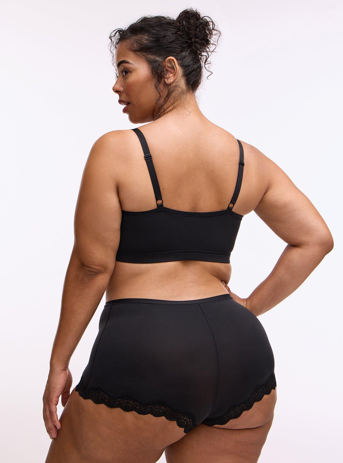 Butter Mid-Rise Lace Trim Boyshort Panty, RICH BLACK, alternate