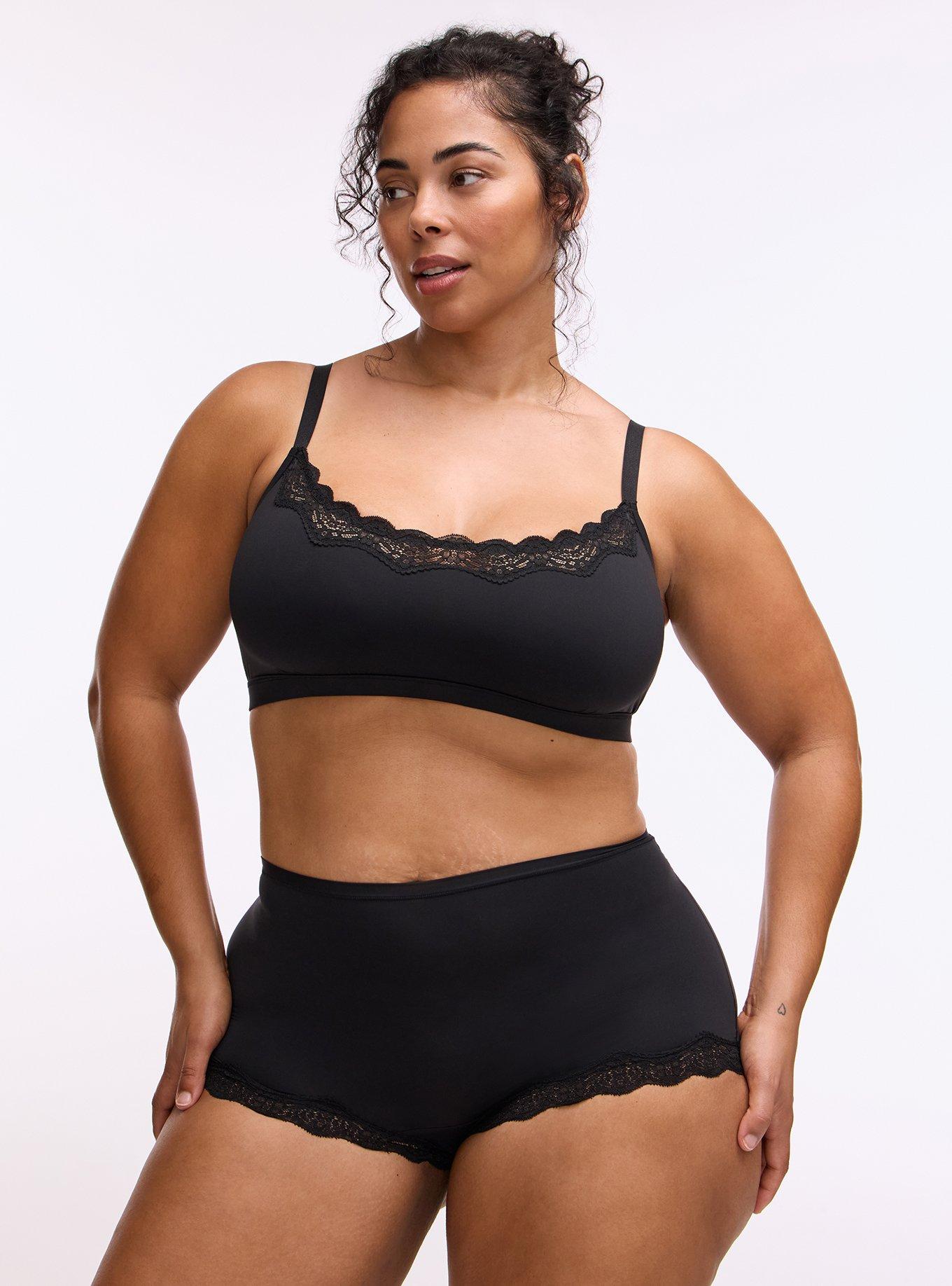 Butter Mid-Rise Lace Trim Boyshort Panty, RICH BLACK, hi-res