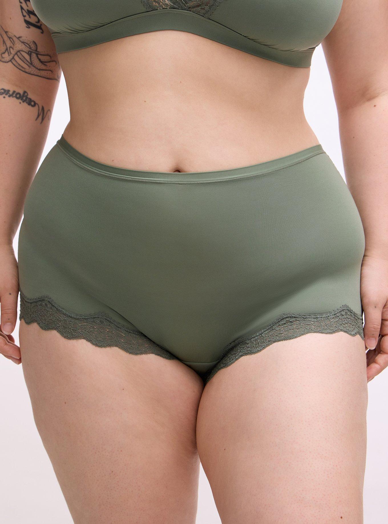 Butter Mid-Rise Lace Trim Boyshort Panty, AGAVE GREEN, alternate