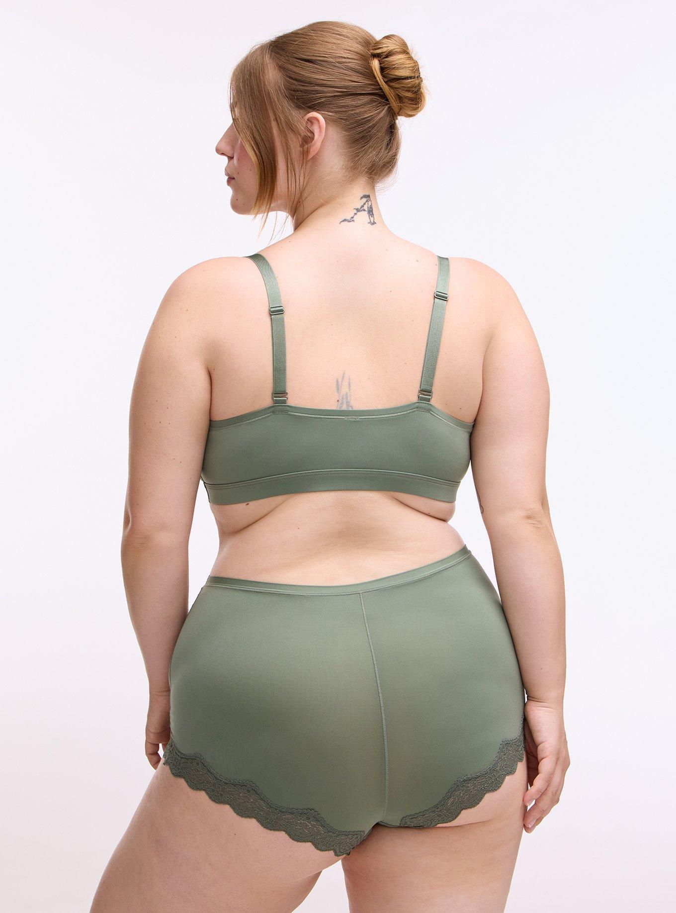 Butter Mid-Rise Lace Trim Boyshort Panty, AGAVE GREEN, alternate