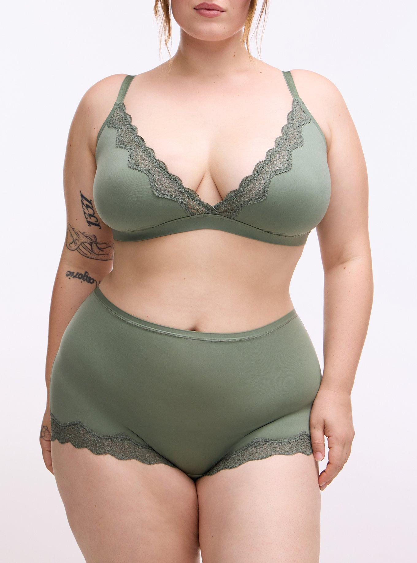 Butter Mid-Rise Lace Trim Boyshort Panty, AGAVE GREEN, alternate