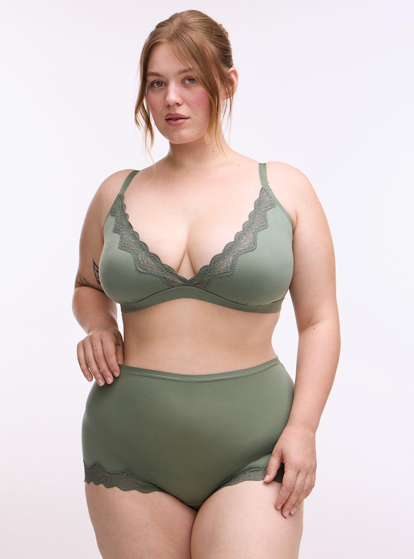 Butter Mid-Rise Lace Trim Boyshort Panty, AGAVE GREEN, hi-res