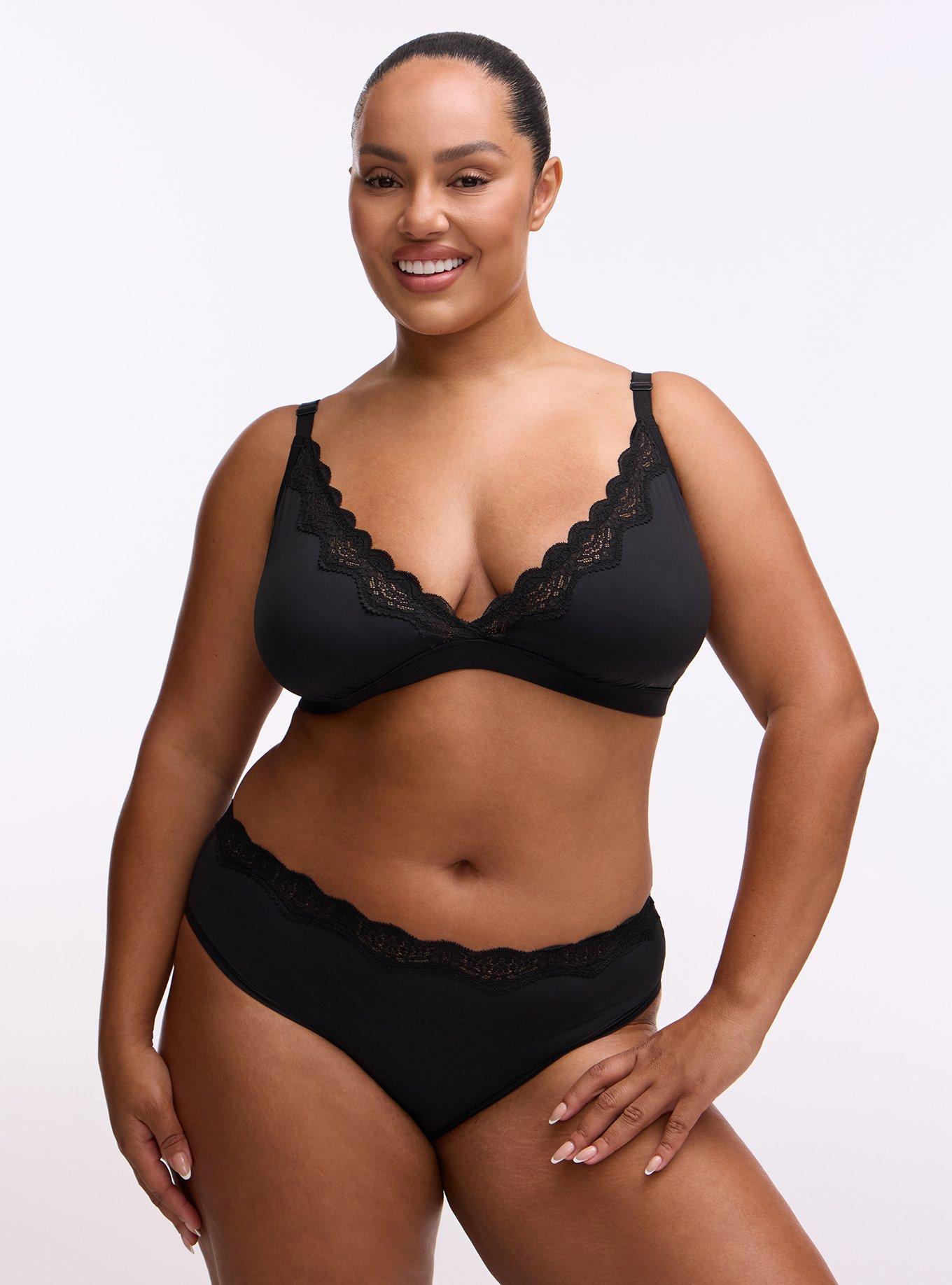 Butter Mid-Rise Lace Trim Brief Panty, RICH BLACK, hi-res