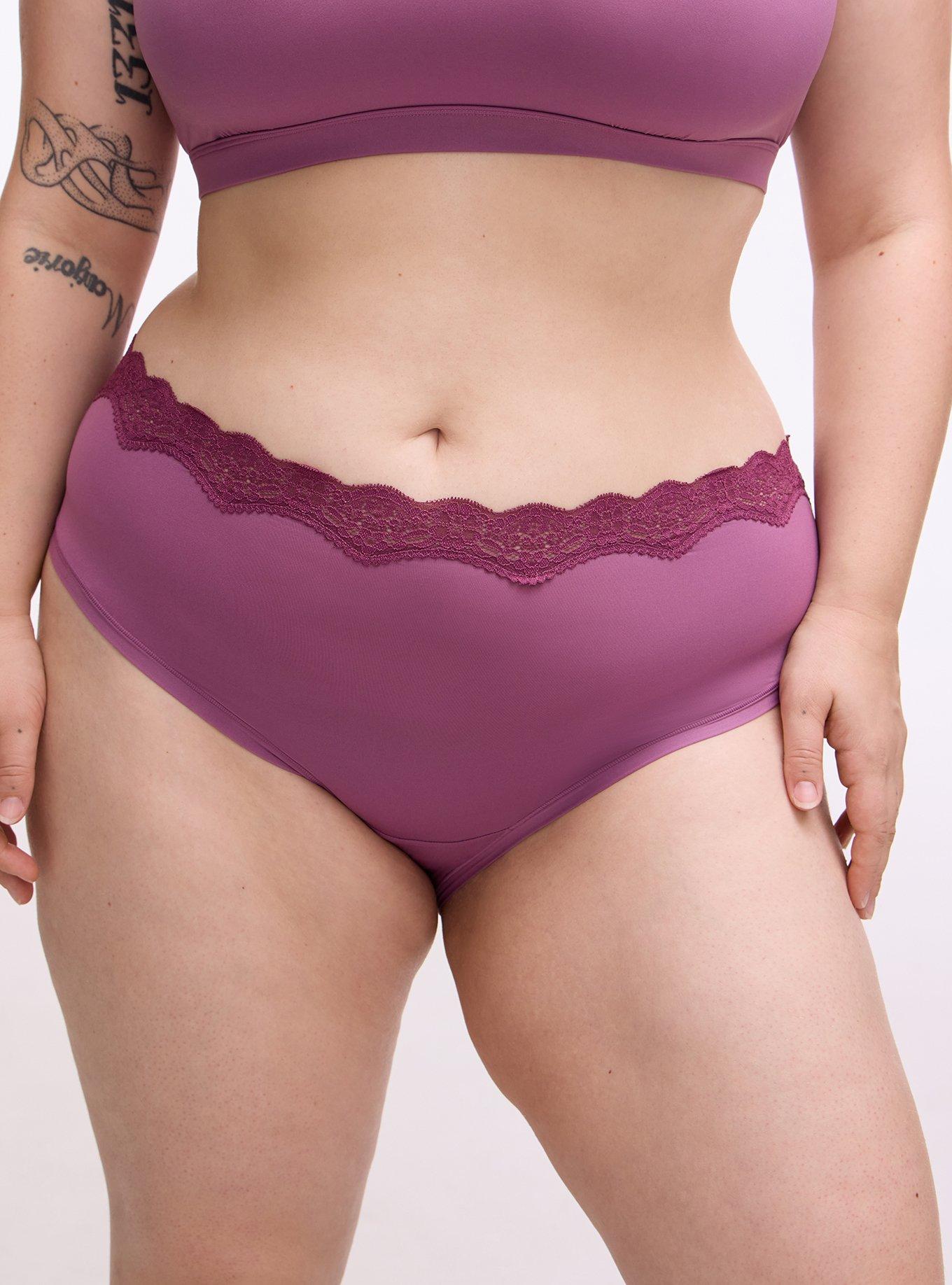 Butter Mid-Rise Lace Trim Brief Panty, ARGYLE PURPLE, alternate