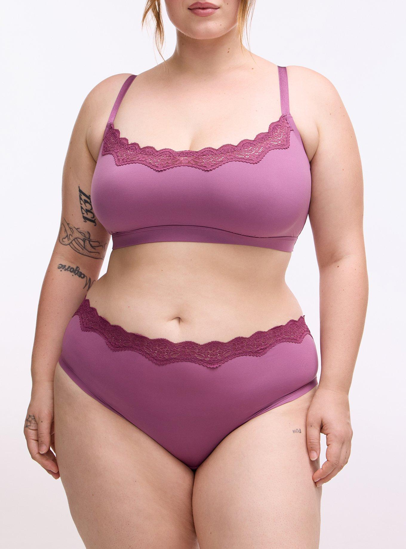 Butter Mid-Rise Lace Trim Brief Panty, ARGYLE PURPLE, alternate
