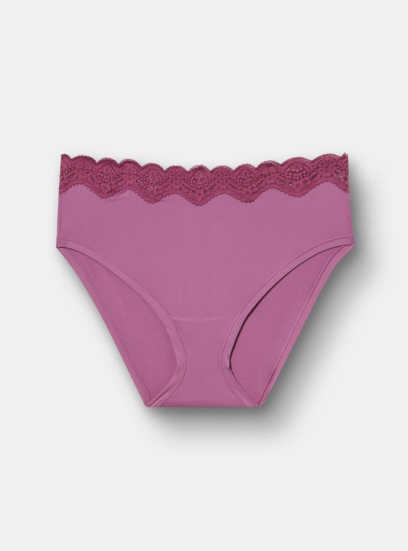 Butter Mid-Rise Lace Trim Brief Panty, ARGYLE PURPLE, hi-res