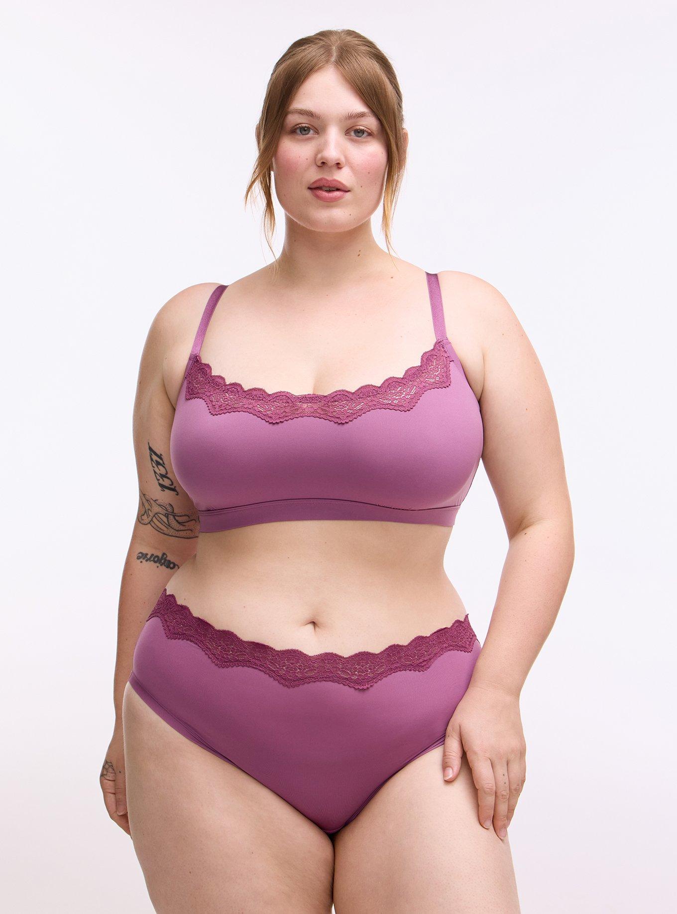 Butter Mid-Rise Lace Trim Brief Panty, ARGYLE PURPLE, hi-res