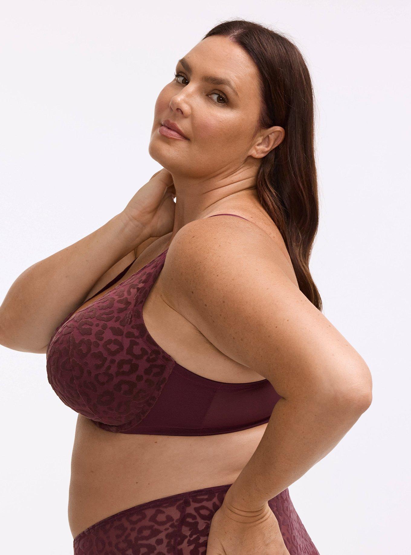 Plunge Push-Up Flocked Mesh High Apex Bra, MONDAY LEOPARD  PURPLE, alternate