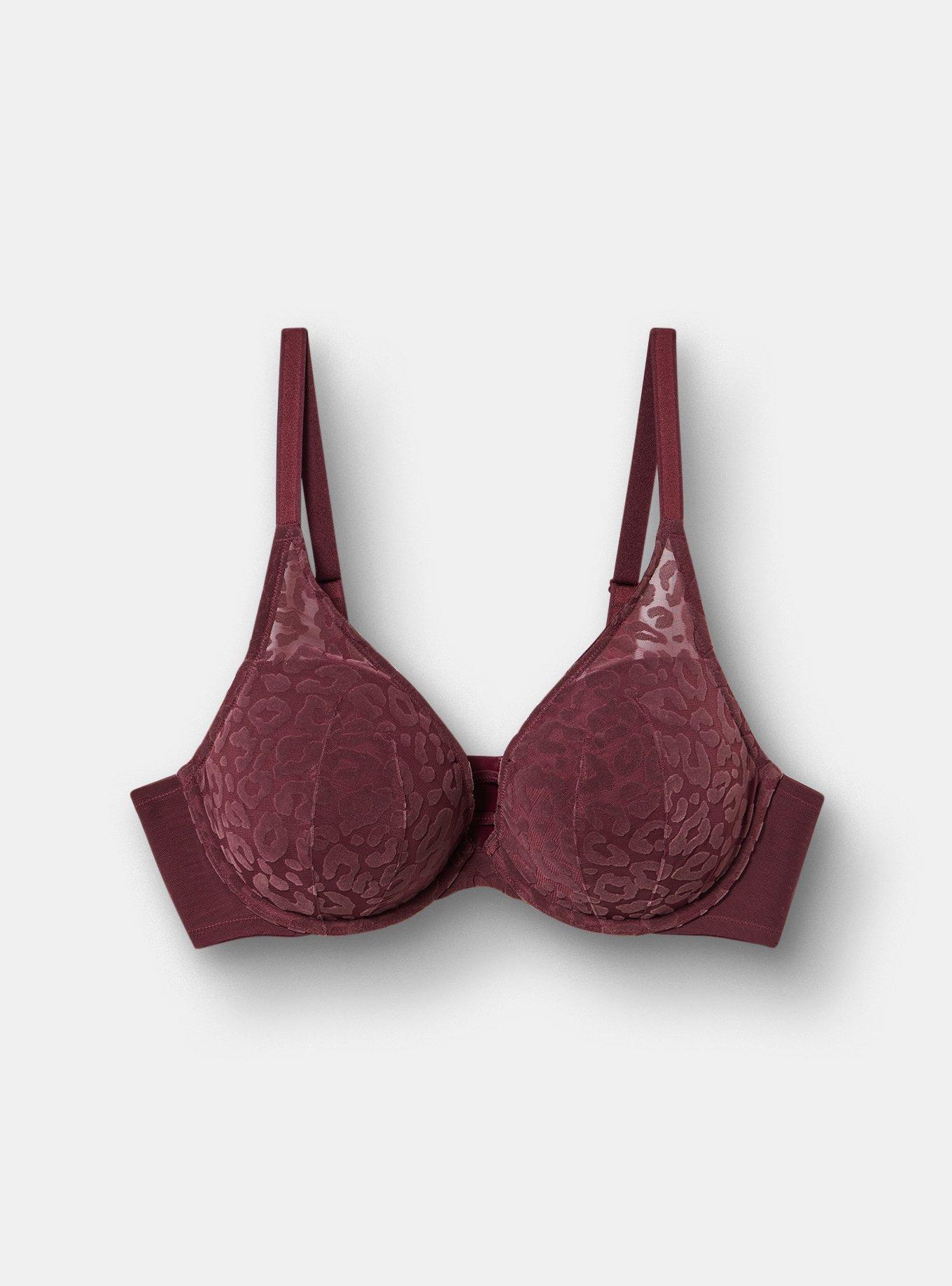 Plunge Push-Up Flocked Mesh High Apex Bra, MONDAY LEOPARD  PURPLE, flat