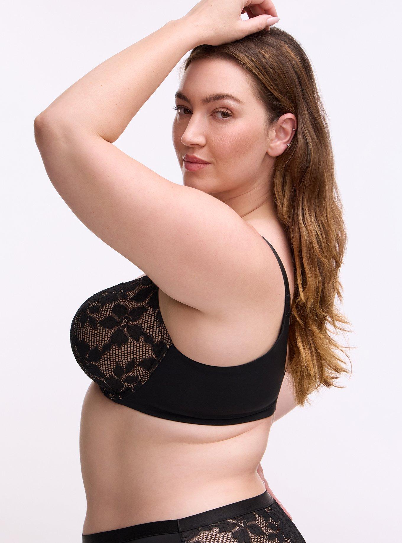 Plus Size Plunge Push-Up Ava Lace Bra, RICH BLACK, alternate