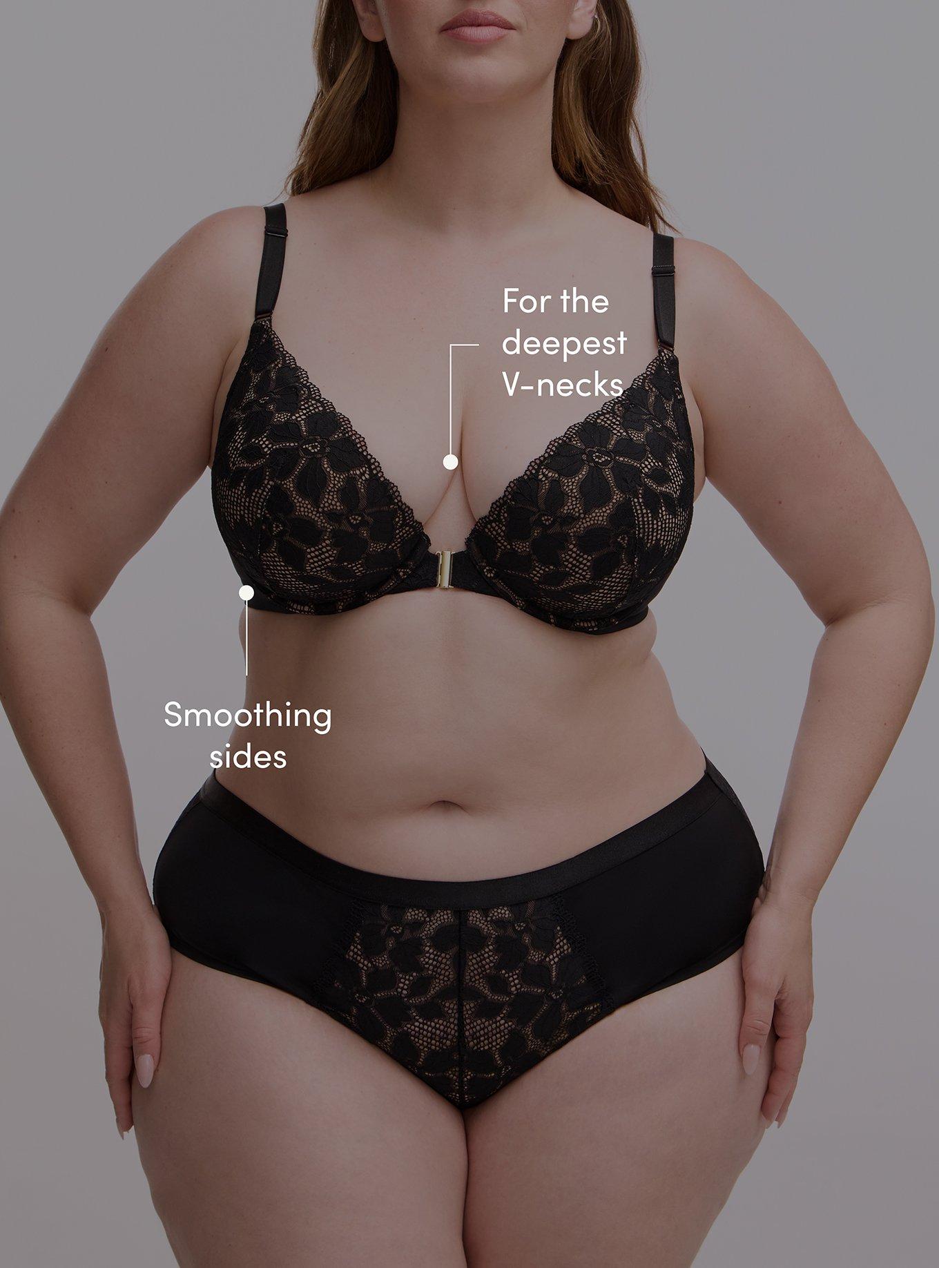 Plus Size Plunge Push-Up Ava Lace Bra, RICH BLACK, alternate