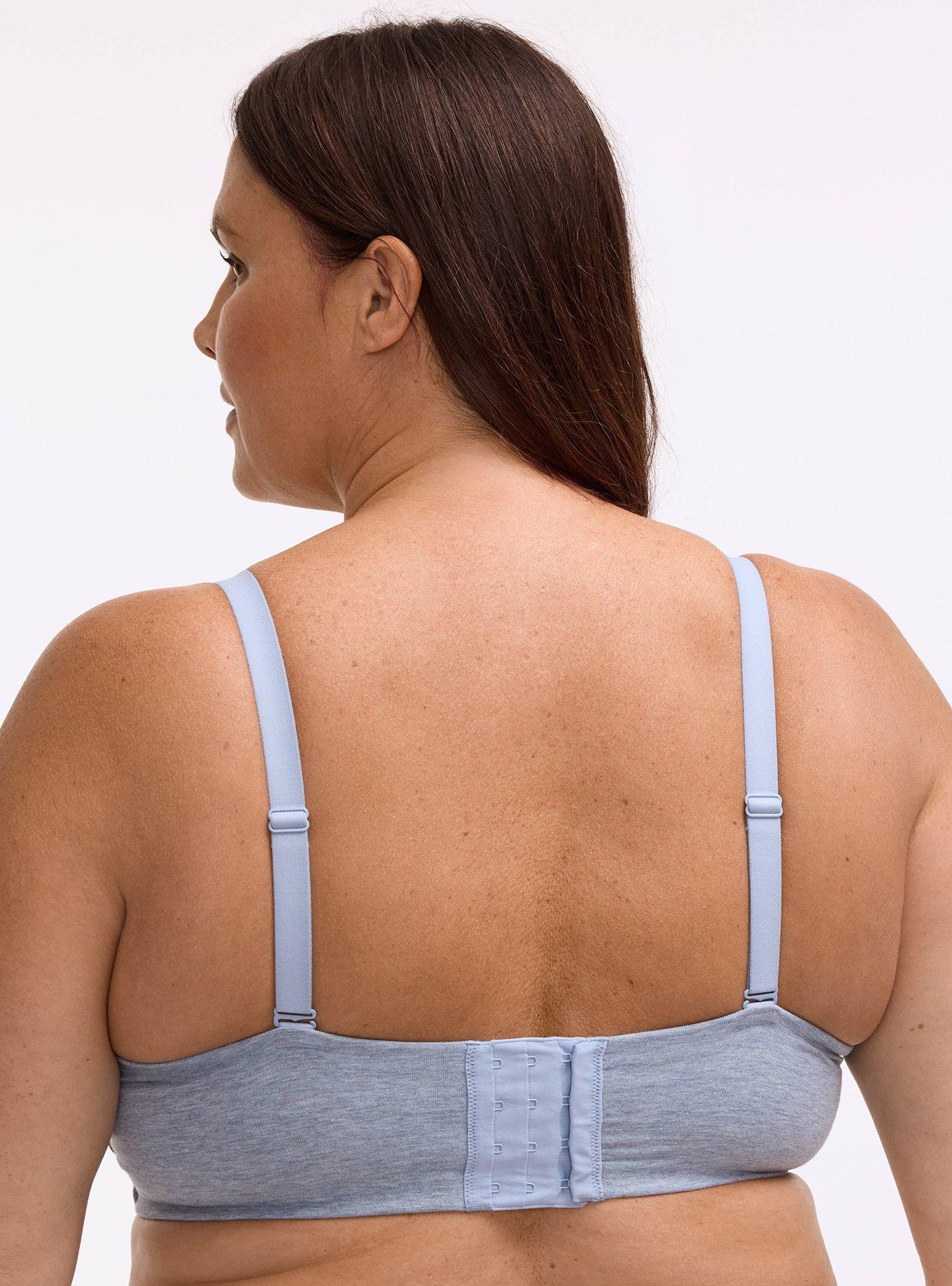 Wire-Free Push-Up Cotton Heather Straight Back Bra, DUSTY BLUE HEATHER, alternate