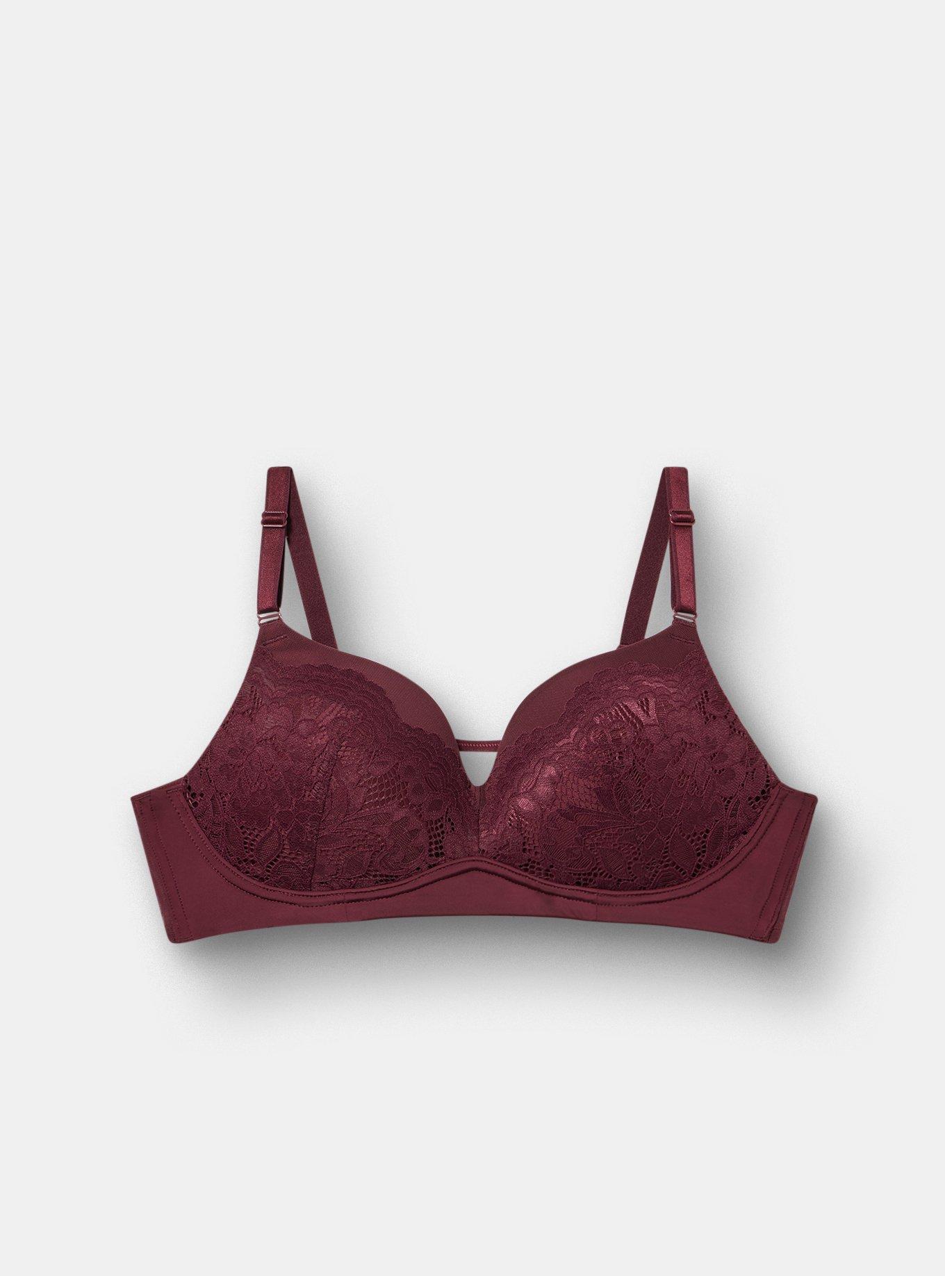 Nightfall Wire-Free Push-Up Lace Bra, FIG, flat