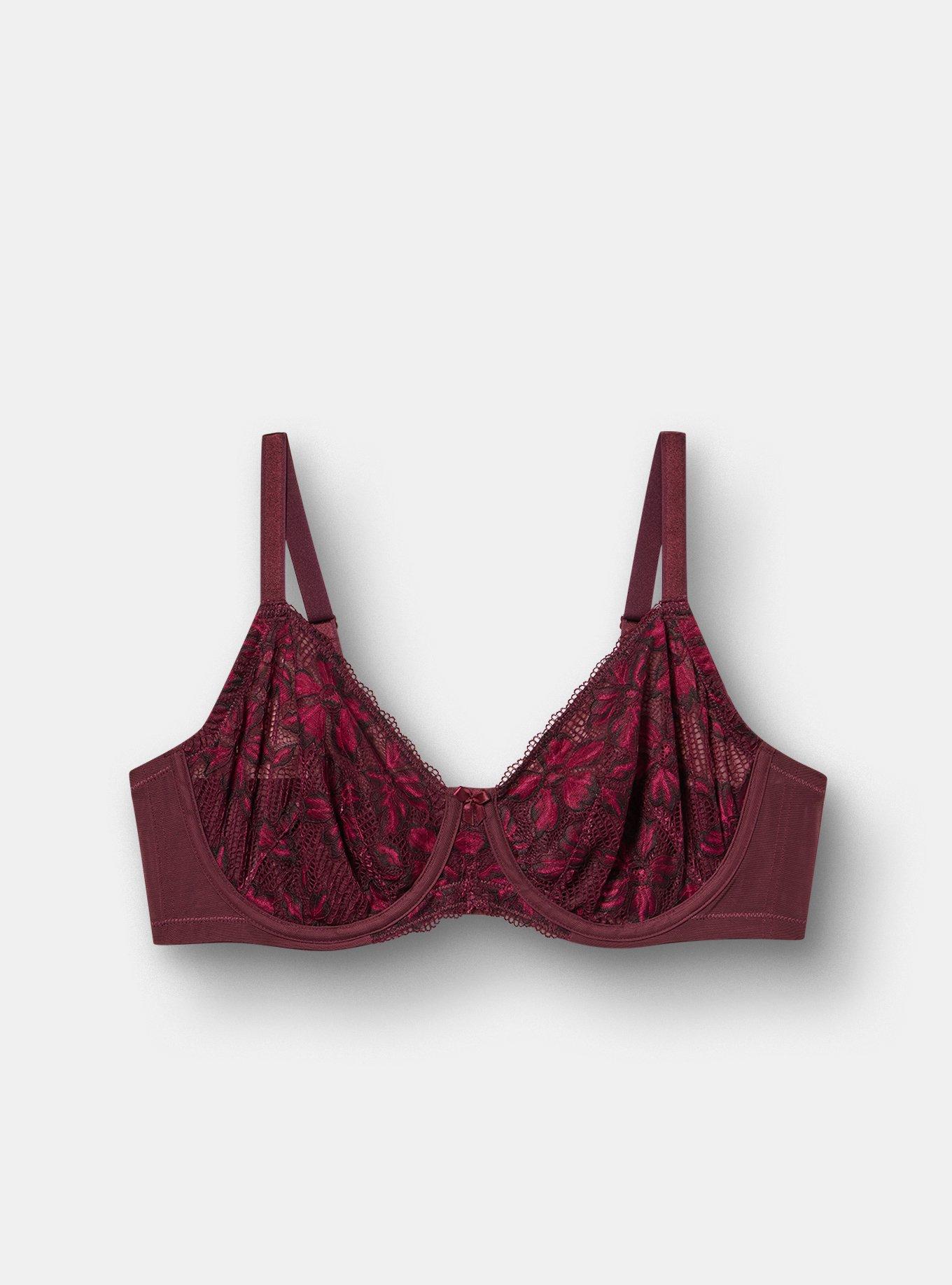 Full Coverage Unlined Ava Lace Bra, FIG, flat