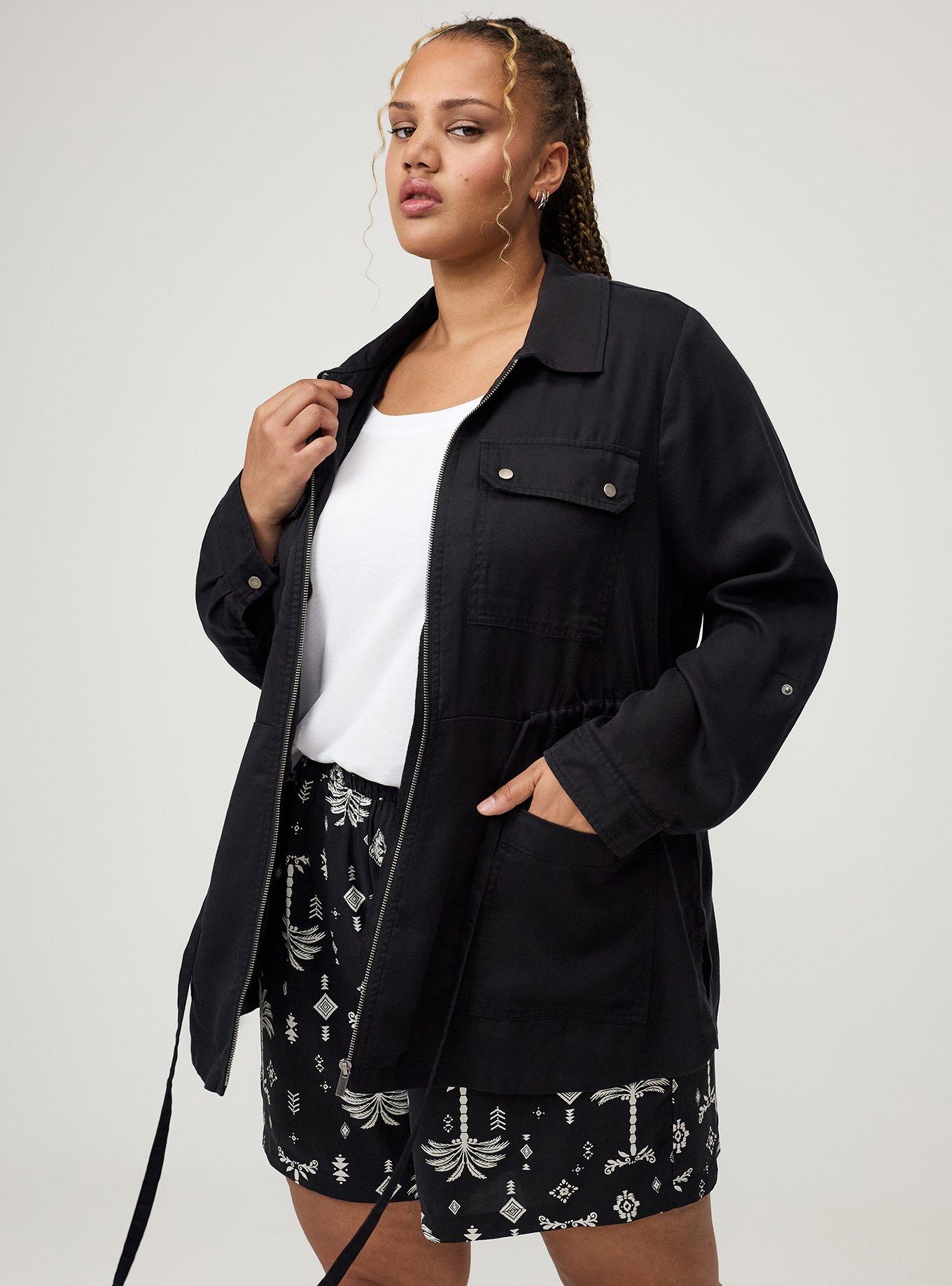 Lightweight Twill Anorak Jacket, DEEP BLACK, alternate