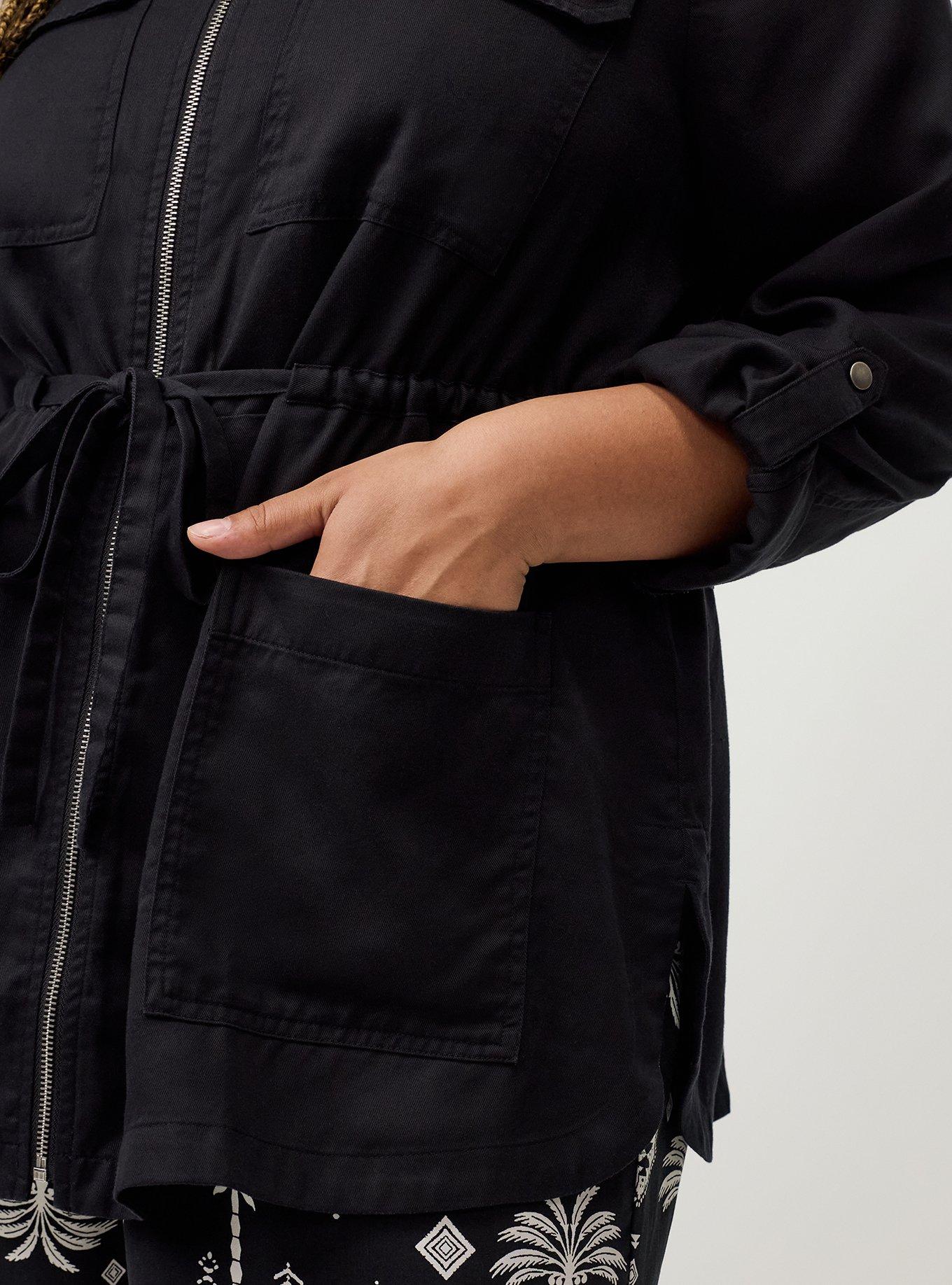 Lightweight Twill Anorak Jacket, DEEP BLACK, alternate