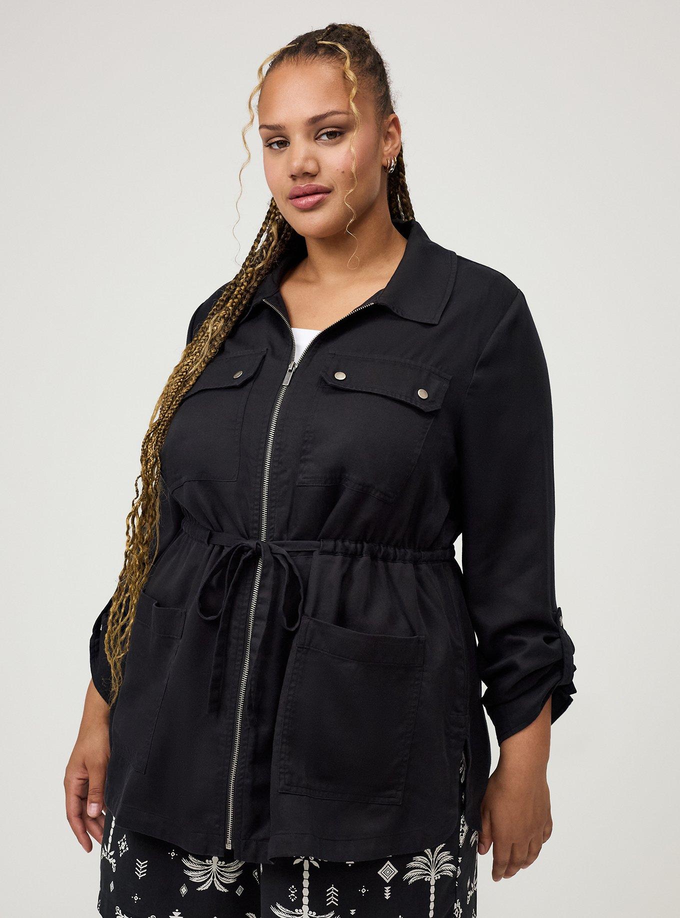 Lightweight Twill Anorak Jacket, DEEP BLACK, hi-res