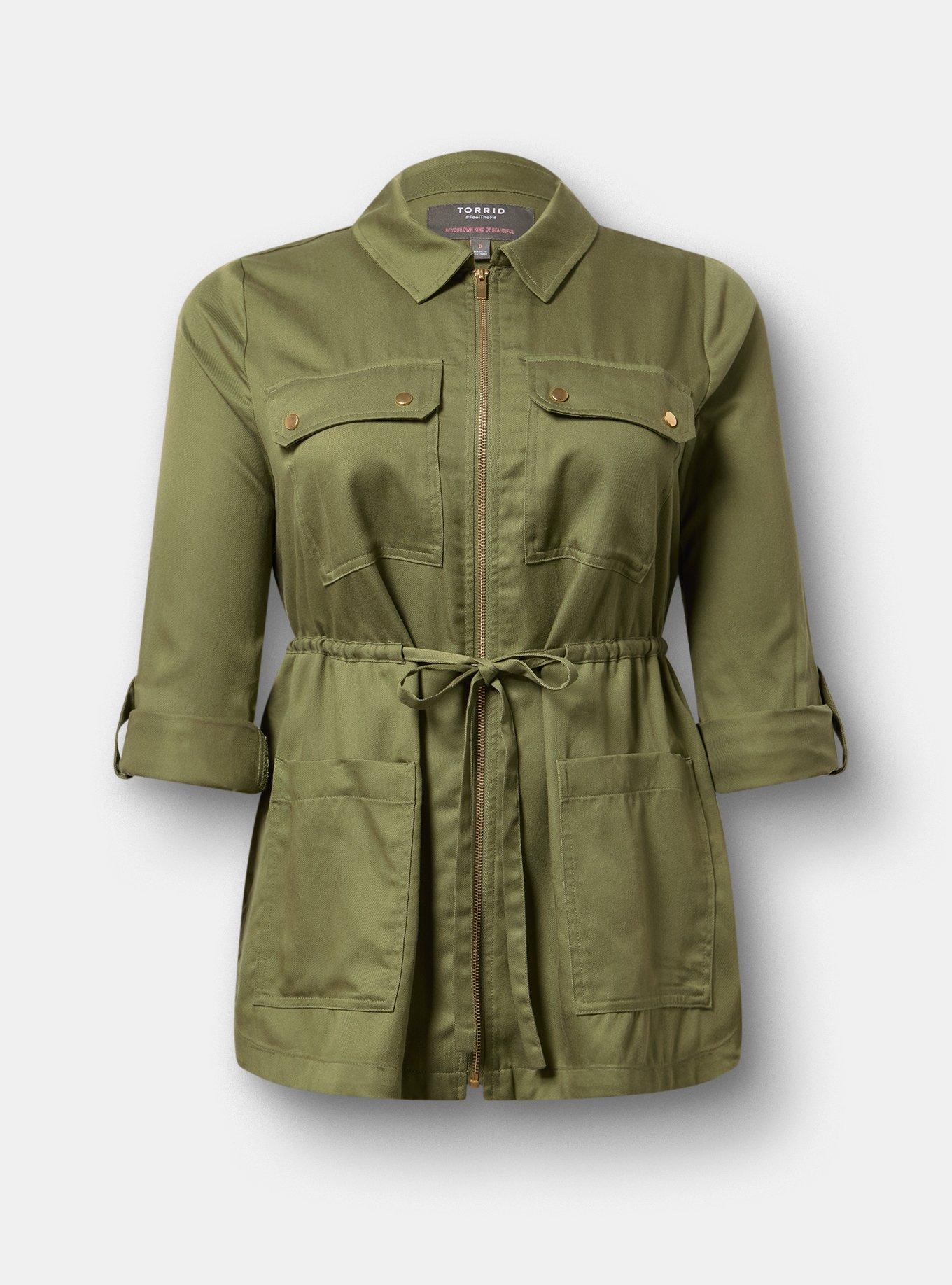 Lightweight Twill Anorak Jacket, OLIVINE, flat