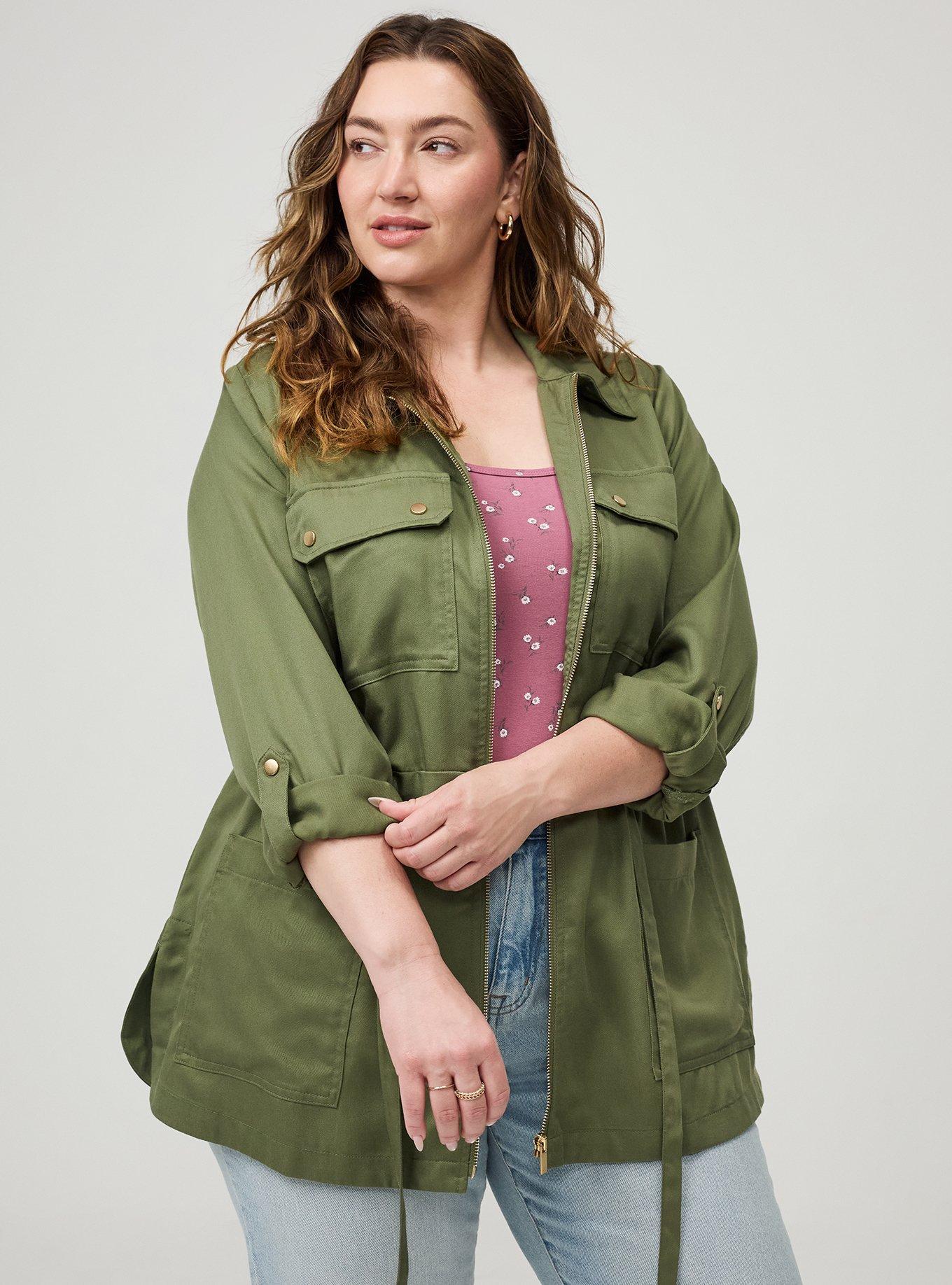 Lightweight Twill Anorak Jacket, OLIVINE, hi-res