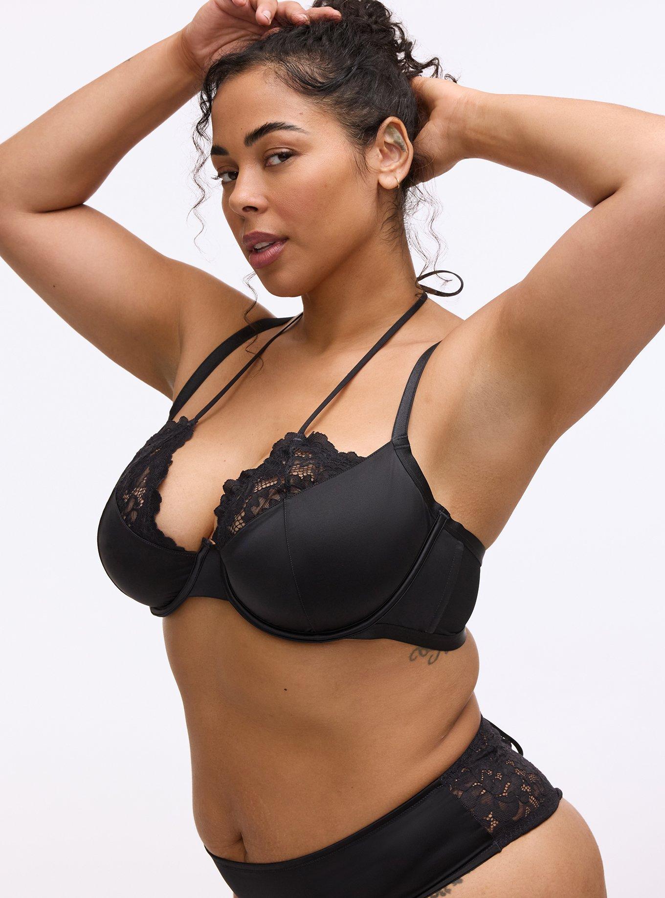 Nightfall Shine & Lace Underwire Bra, RICH BLACK, alternate