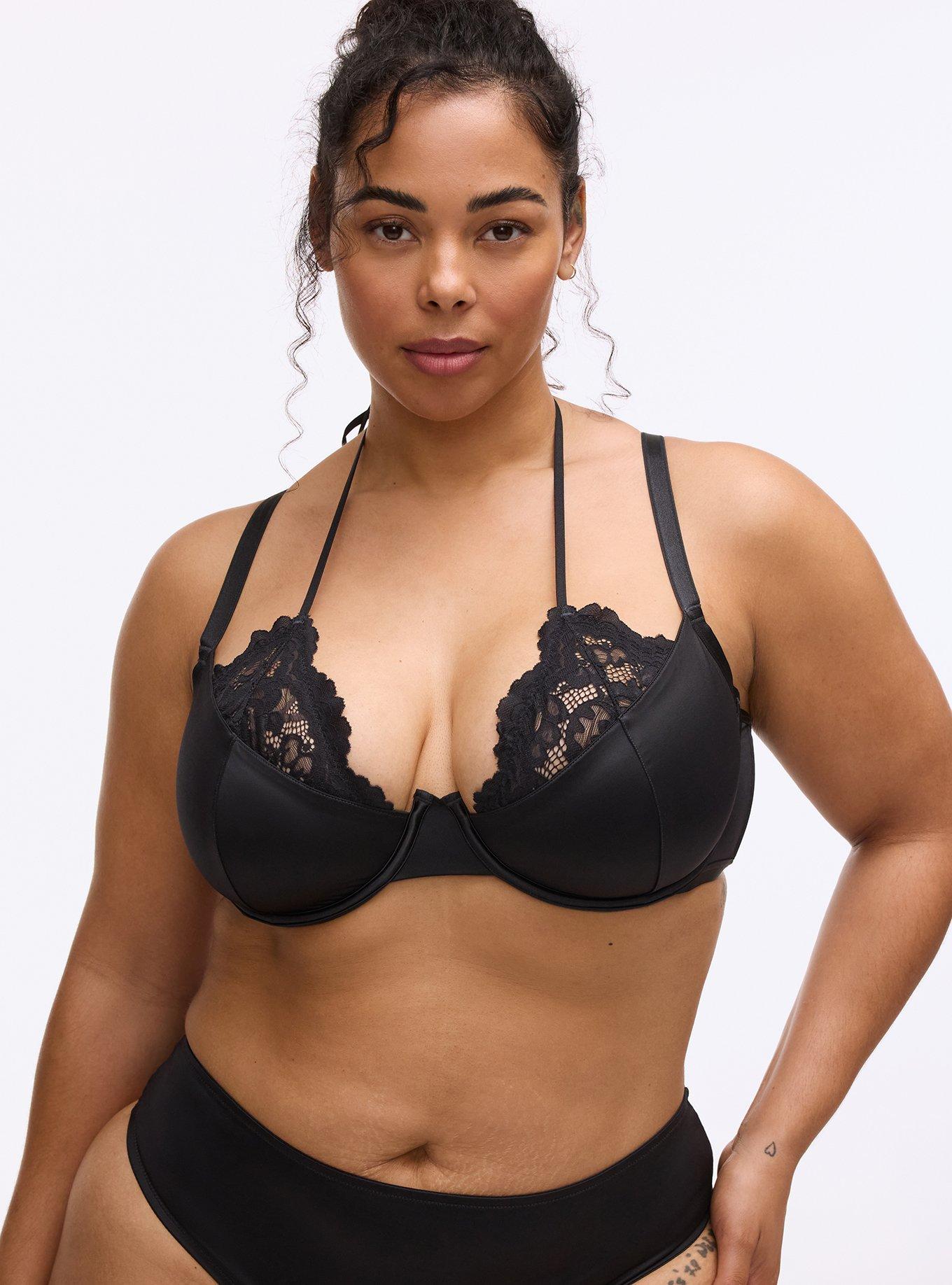 Nightfall Shine & Lace Underwire Bra, RICH BLACK, hi-res