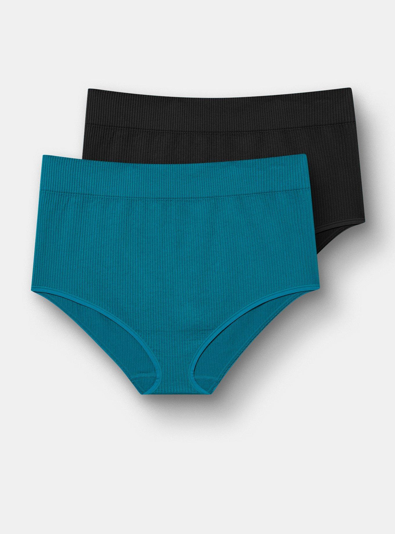 Plus Size 2-Pack Seamless Rib Brief Panty, MULTI, hi-res