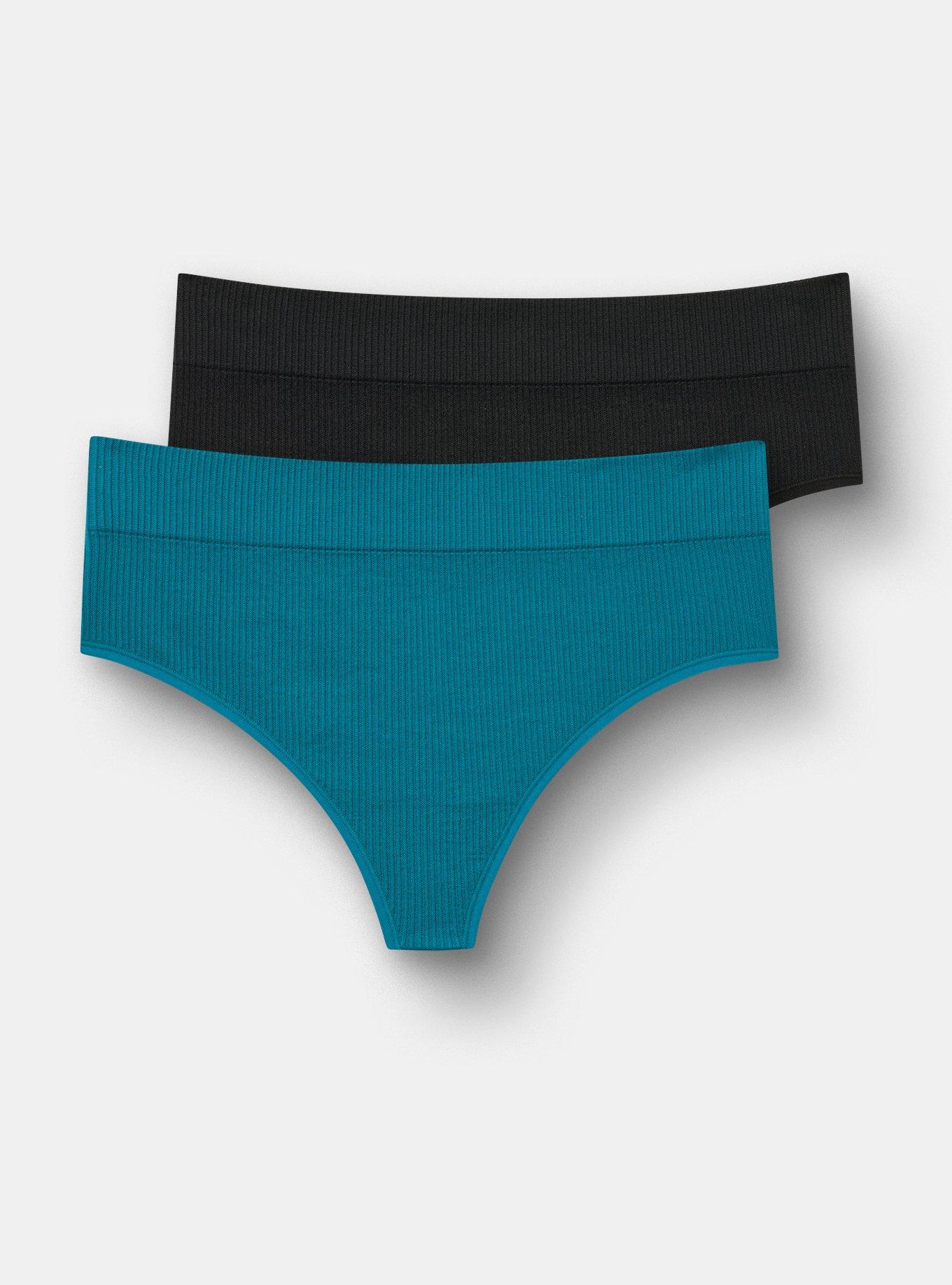 Plus Size 2-Pack Seamless Rib Thong Panty, MULTI, hi-res