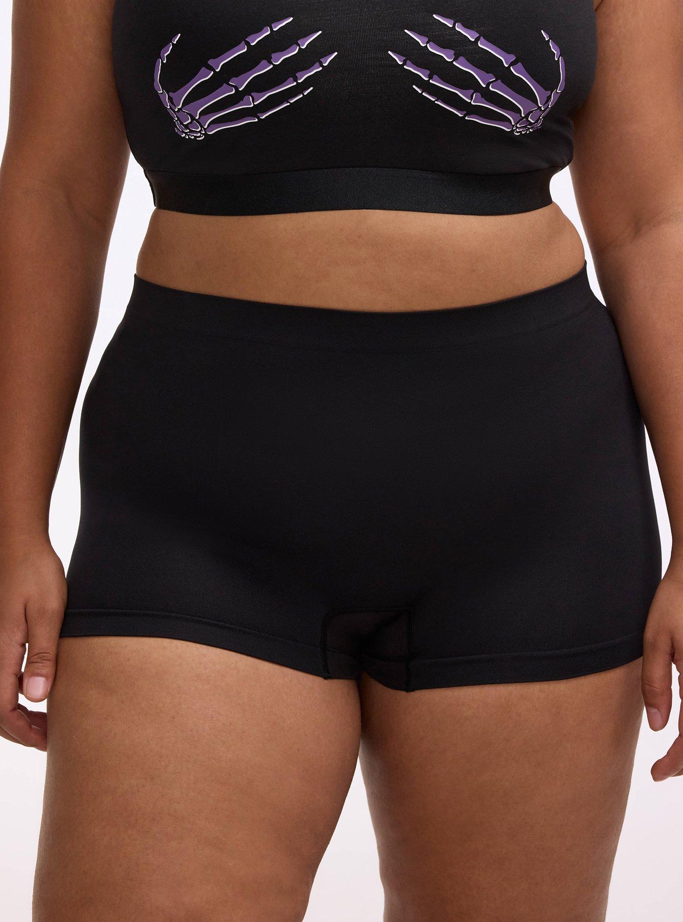 Seamless Smooth Mid-Rise Boyshort Panty, SKELETAL HANDS RICH BLACK, alternate