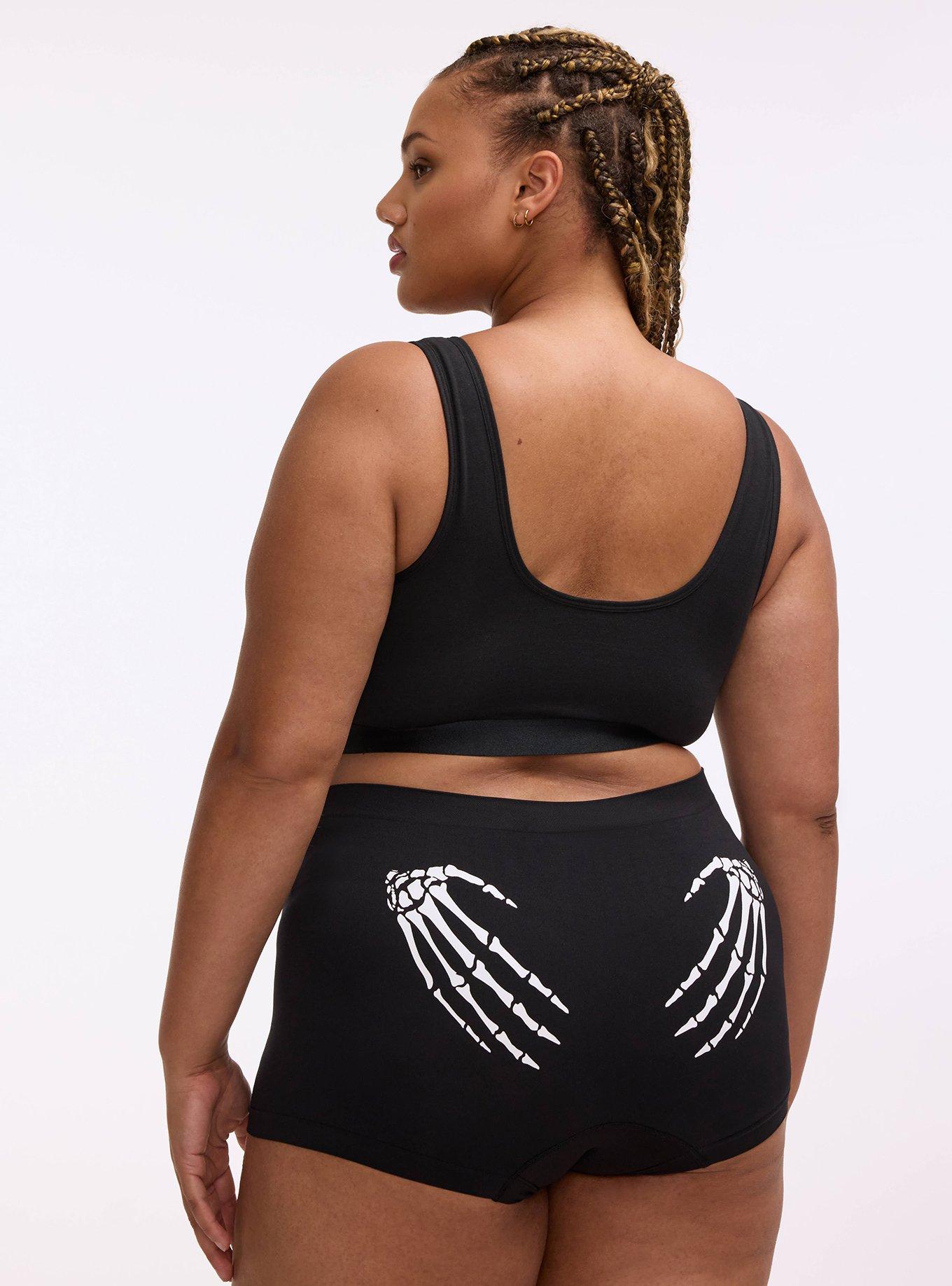 Seamless Smooth Mid-Rise Boyshort Panty, SKELETAL HANDS RICH BLACK, alternate
