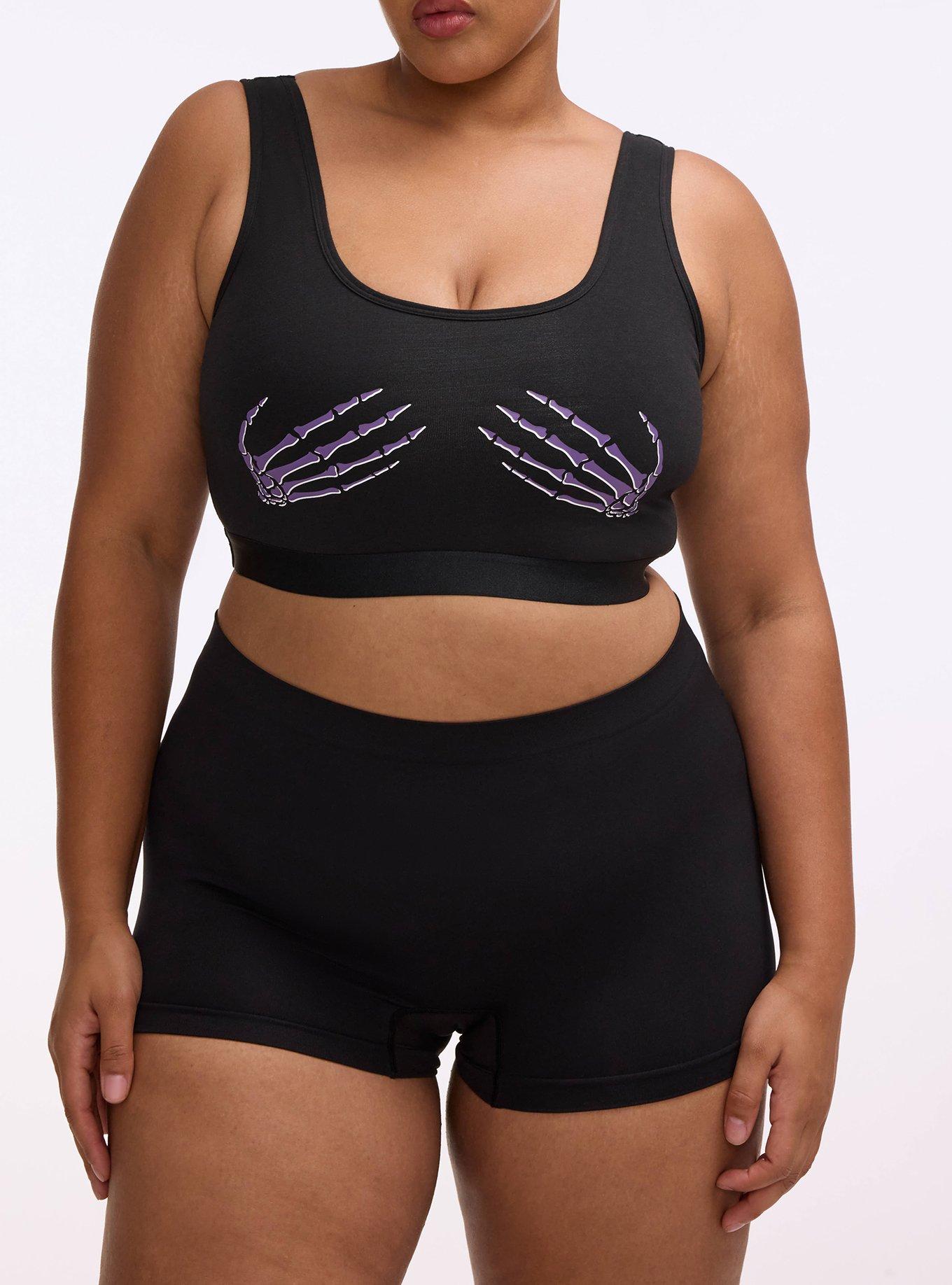 Seamless Smooth Mid-Rise Boyshort Panty, SKELETAL HANDS RICH BLACK, alternate