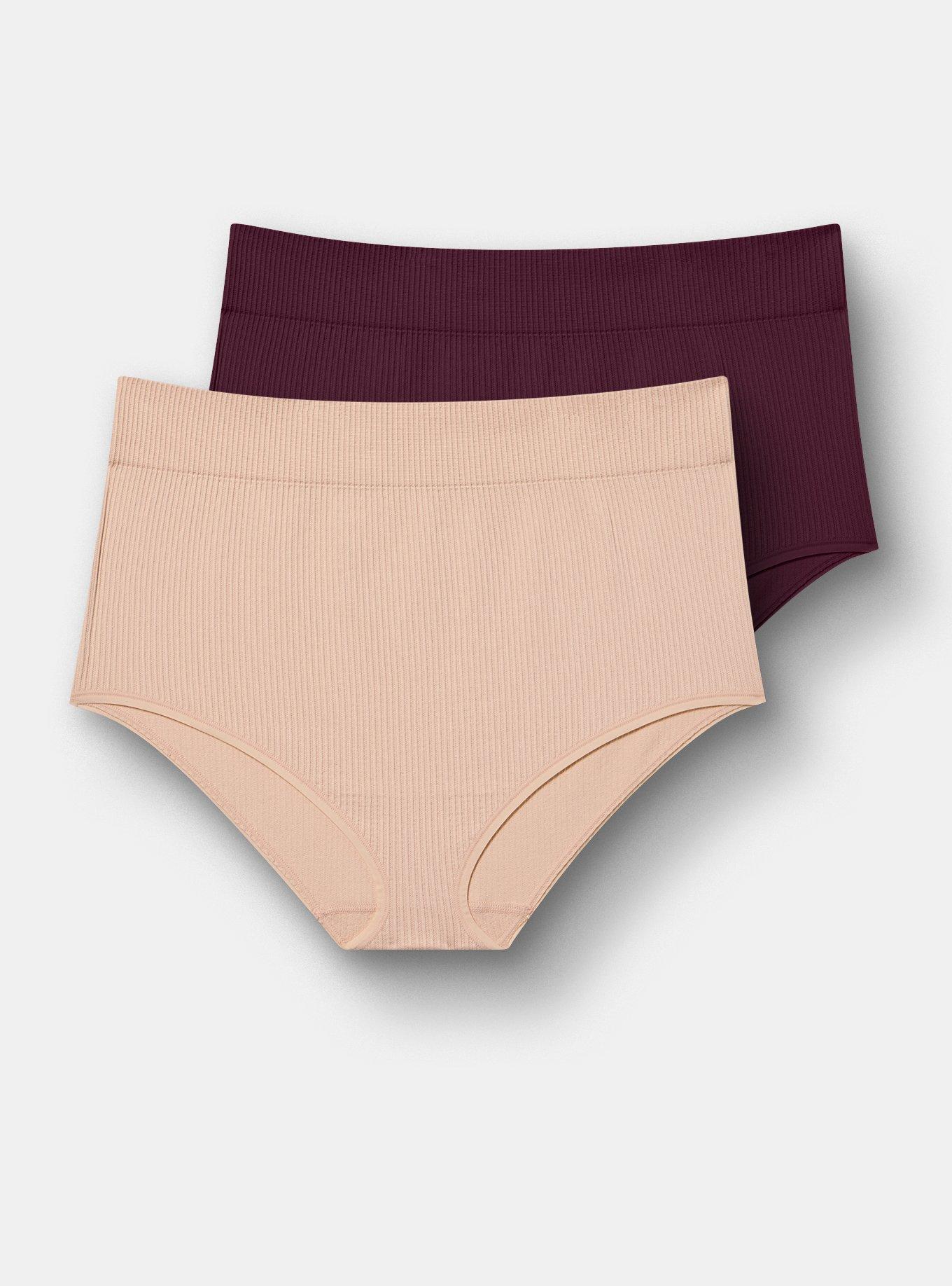 Plus Size 2-Pack Seamless Rib Brief Panty, MULTI, hi-res