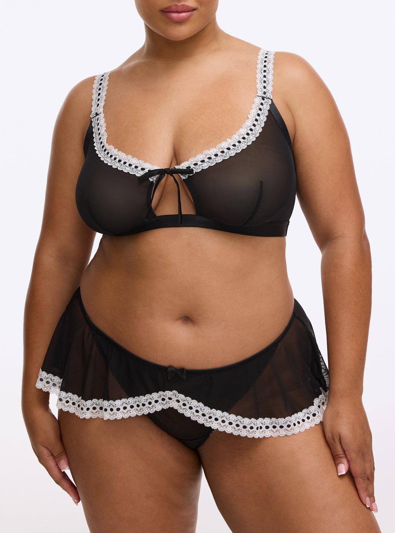 Wireless French Maid Bra, RICH BLACK, alternate