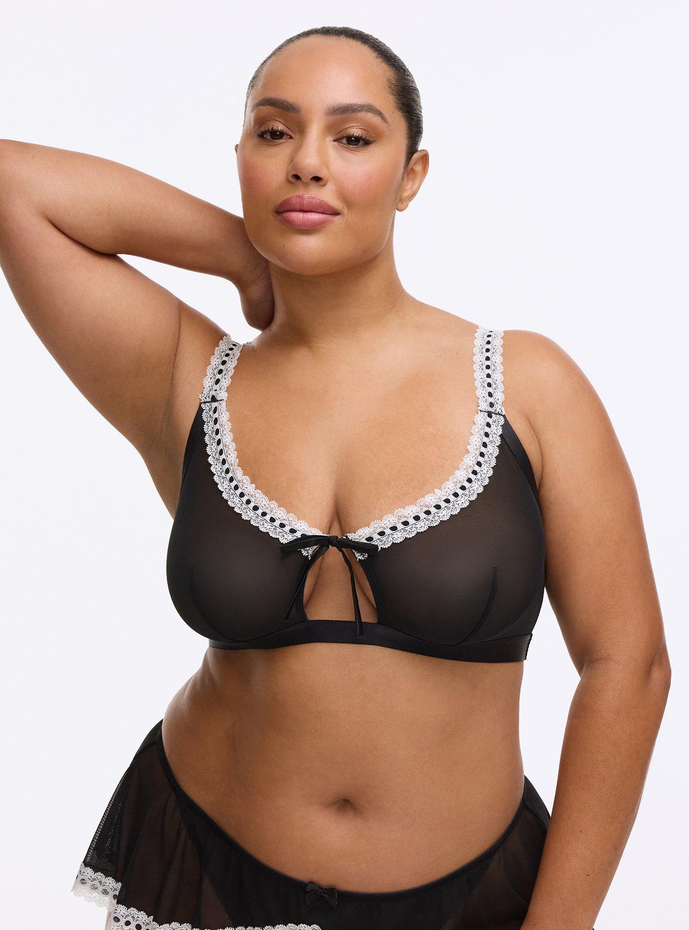 Wireless French Maid Bra, RICH BLACK, hi-res