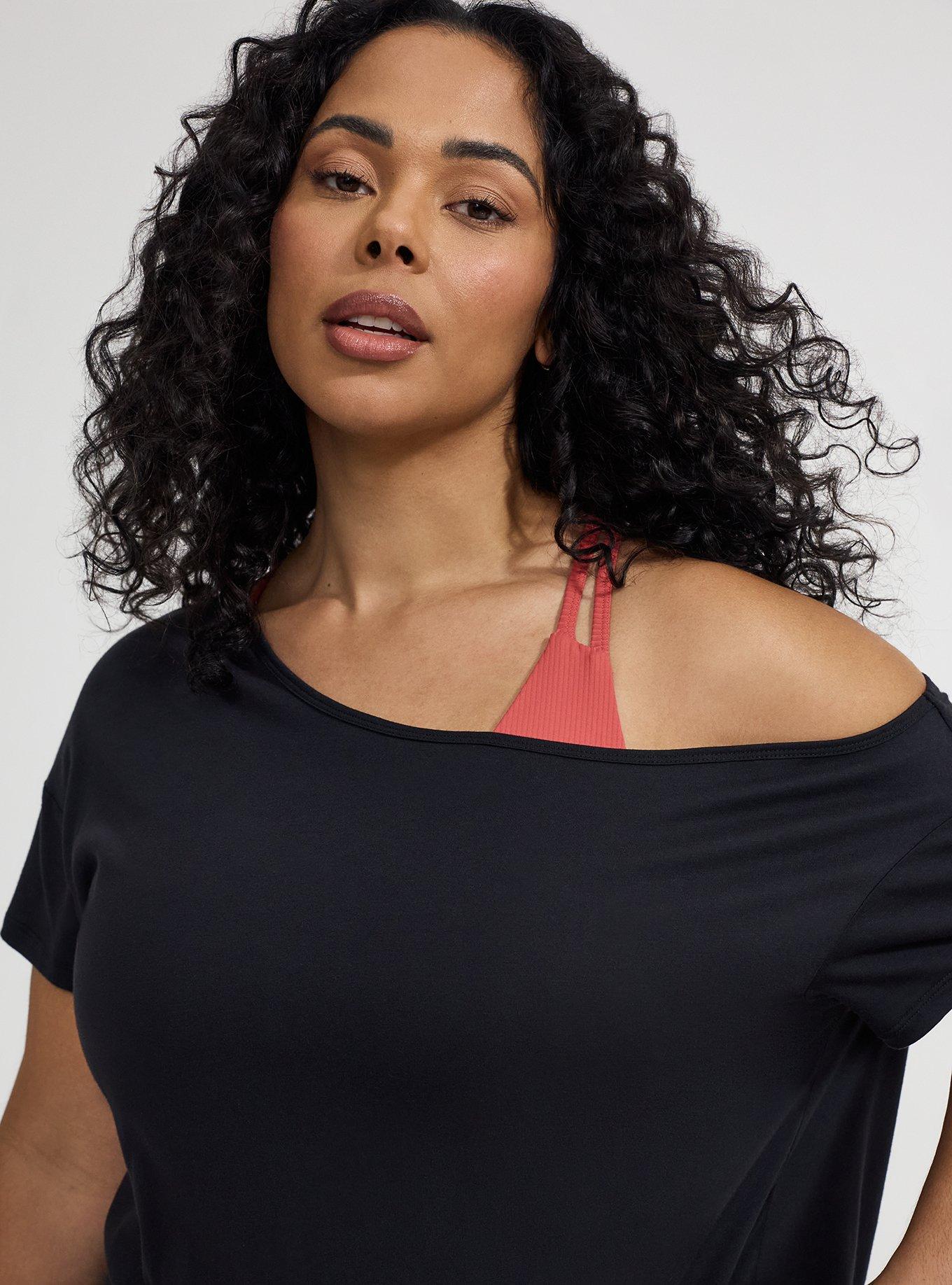 TRU Cotton Off-Shoulder Active Tee, DEEP BLACK, alternate