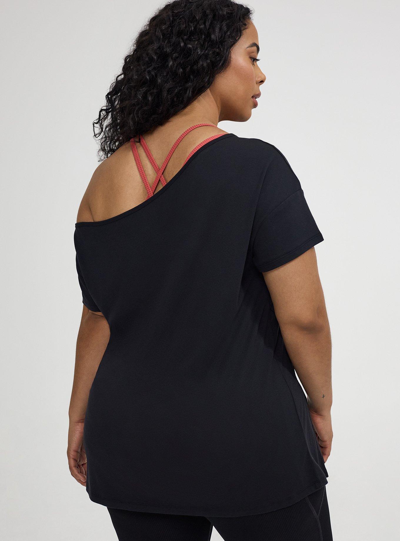 TRU Cotton Off-Shoulder Active Tee, DEEP BLACK, alternate