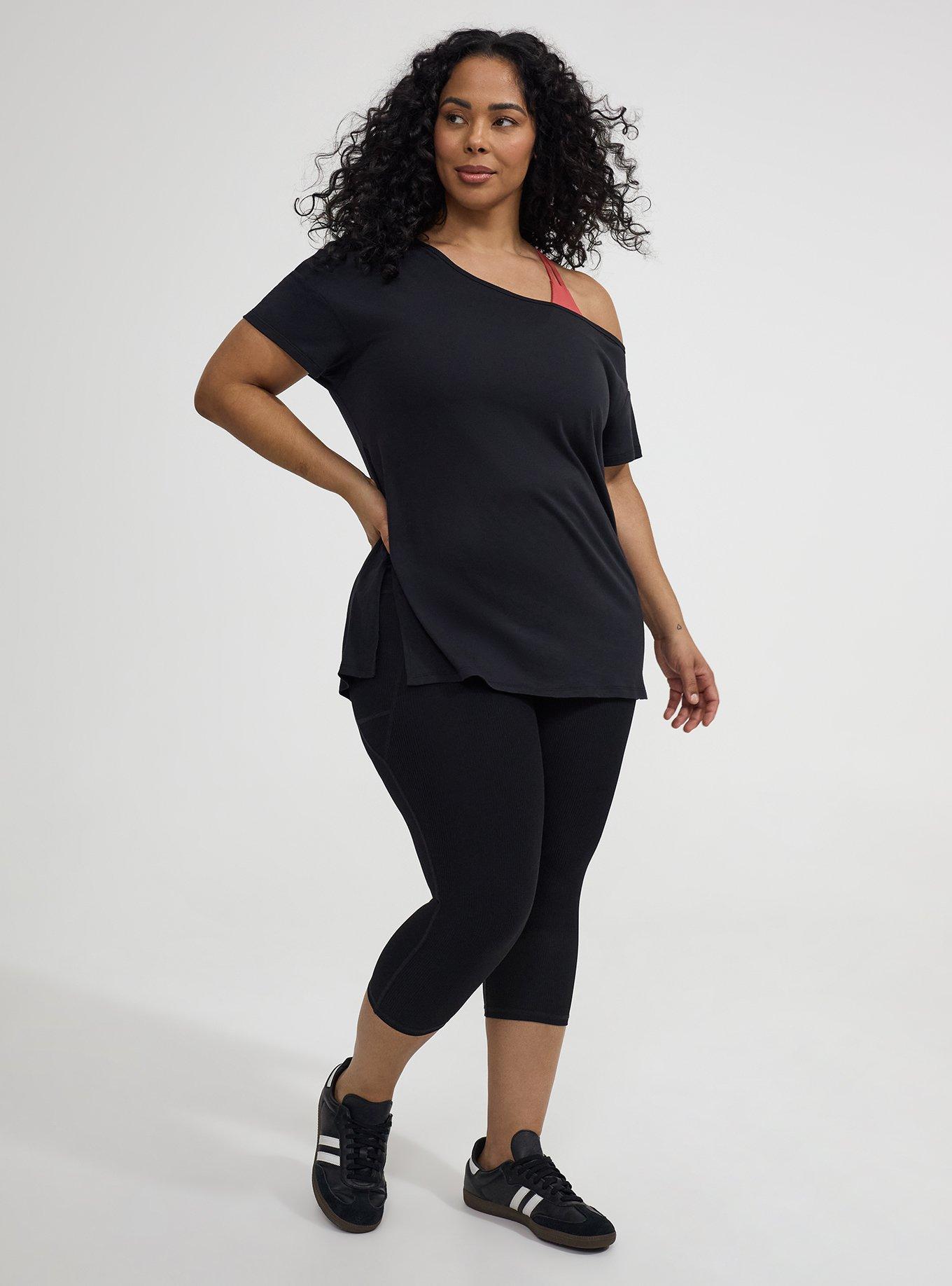 TRU Cotton Off-Shoulder Active Tee, DEEP BLACK, alternate