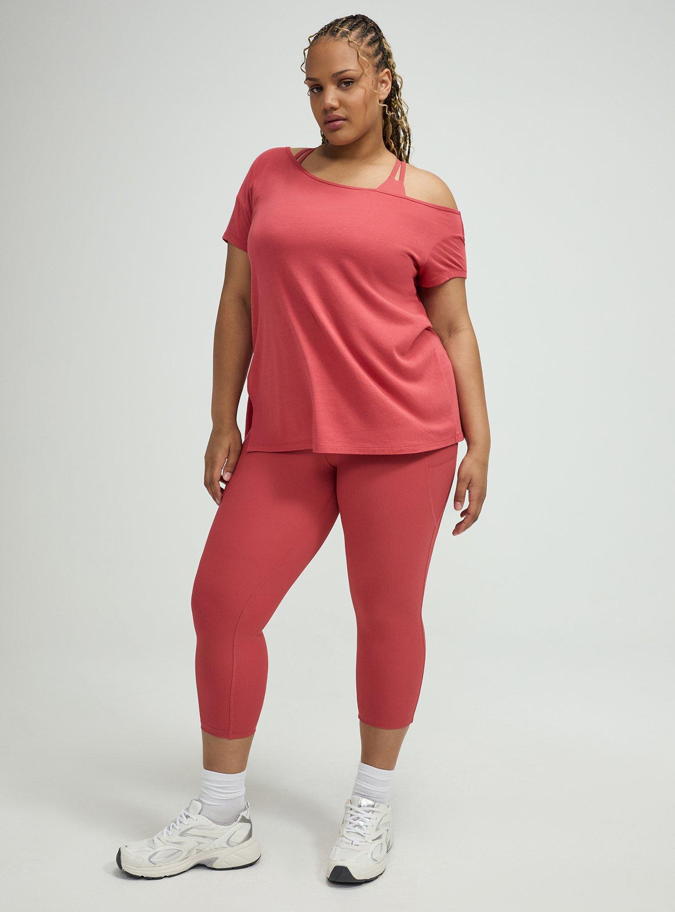 TRU Cotton Off-Shoulder Active Tee, HOLLY BERRY, alternate