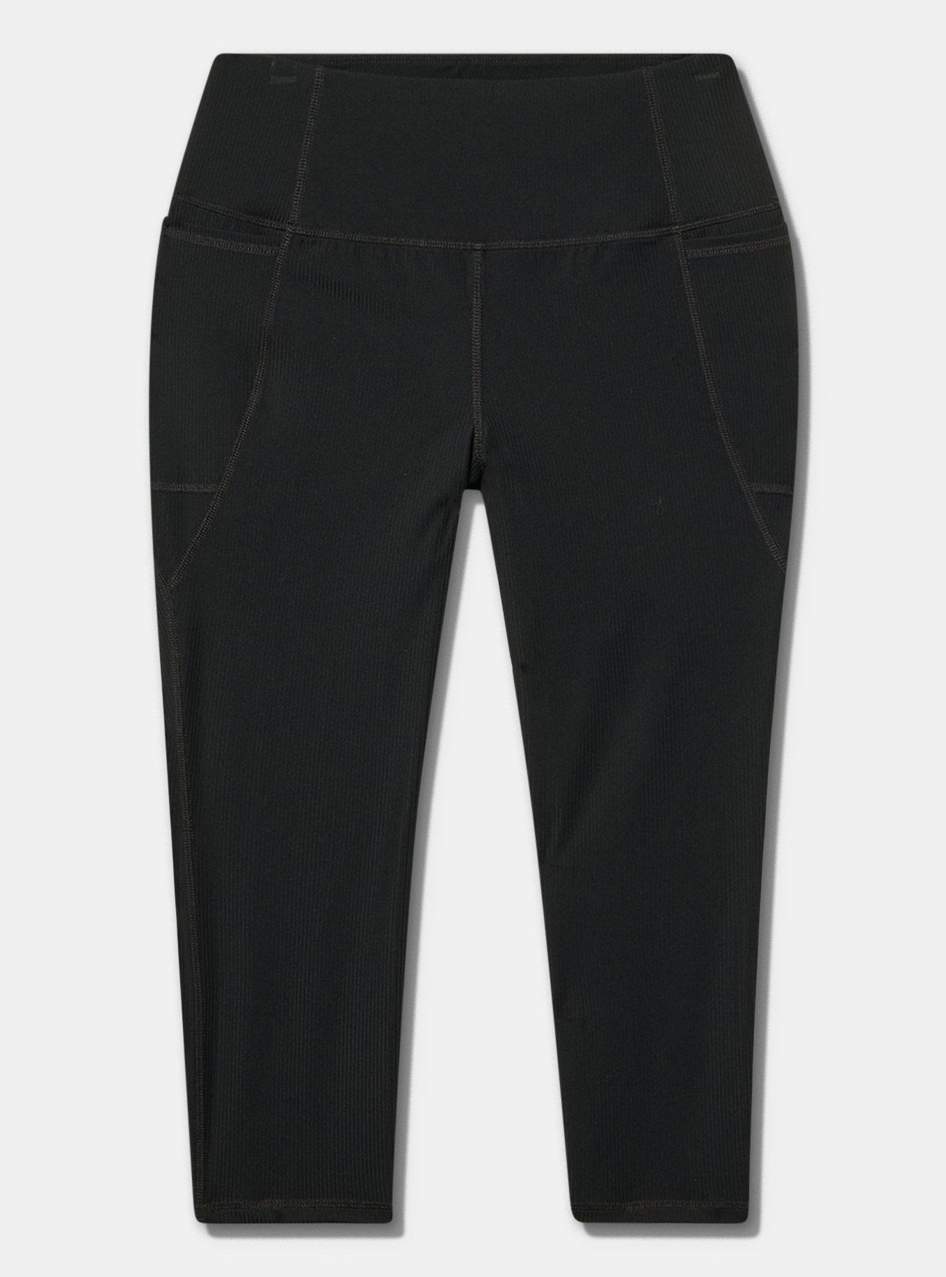 TRU Performance Rib Capri Legging, DEEP BLACK, flat