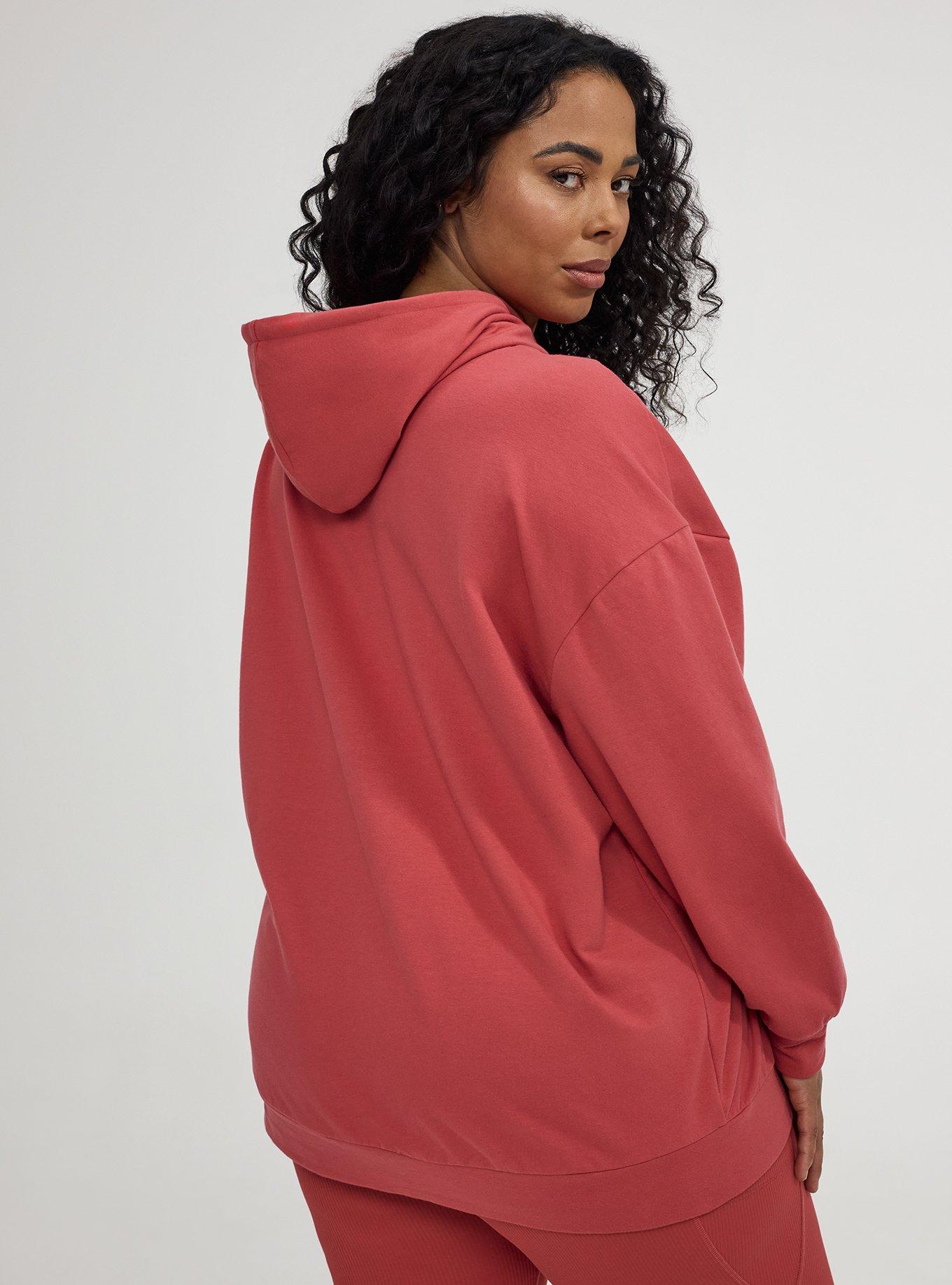 Plus Size TRU Everyday Fleece Relaxed Zip-Up Hoodie, HOLLY BERRY, alternate