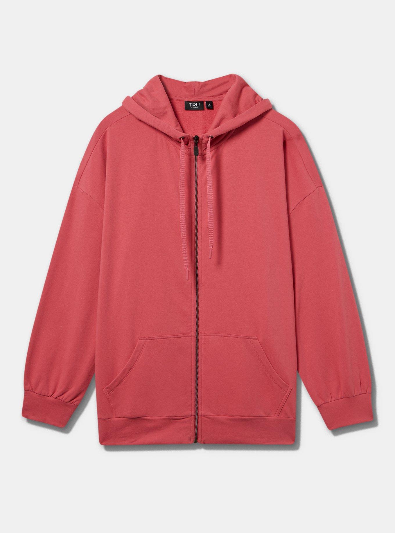 TRU Everyday Fleece Relaxed Zip-Up Hoodie, HOLLY BERRY, flat
