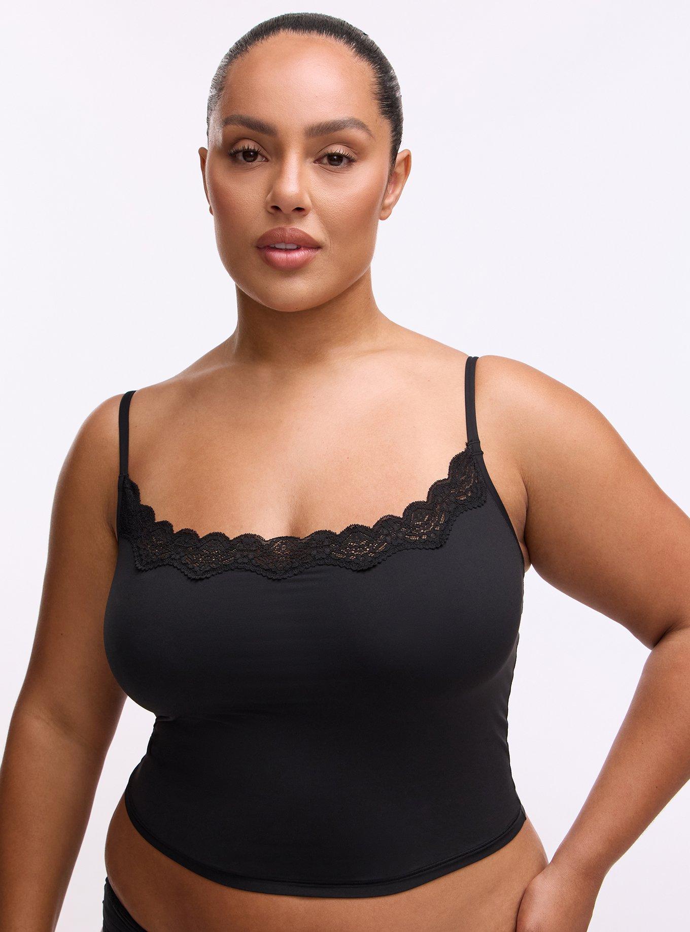 Butter & Lace Crop Tank, RICH BLACK, hi-res