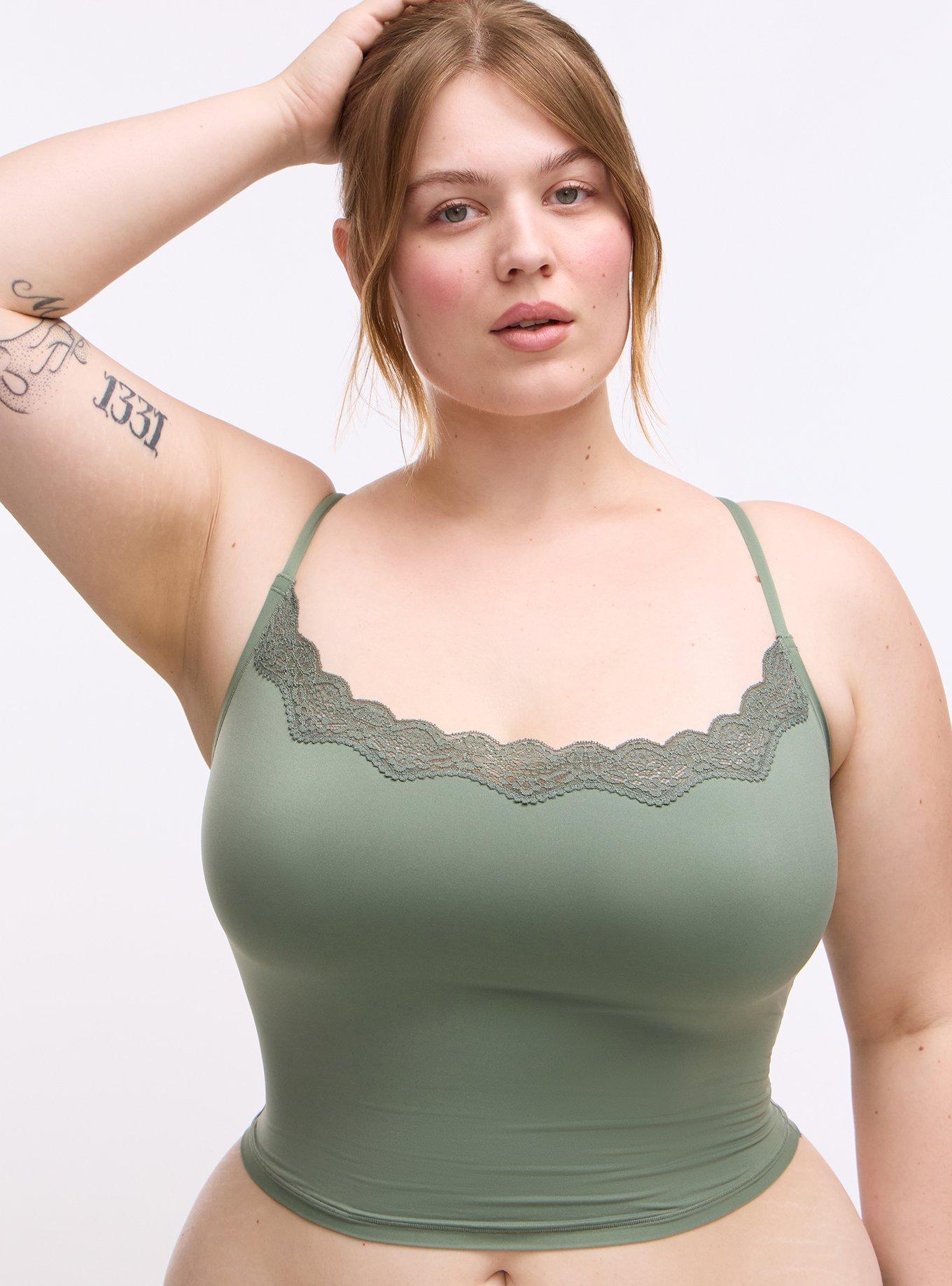 Butter & Lace Crop Tank, AGAVE GREEN, hi-res