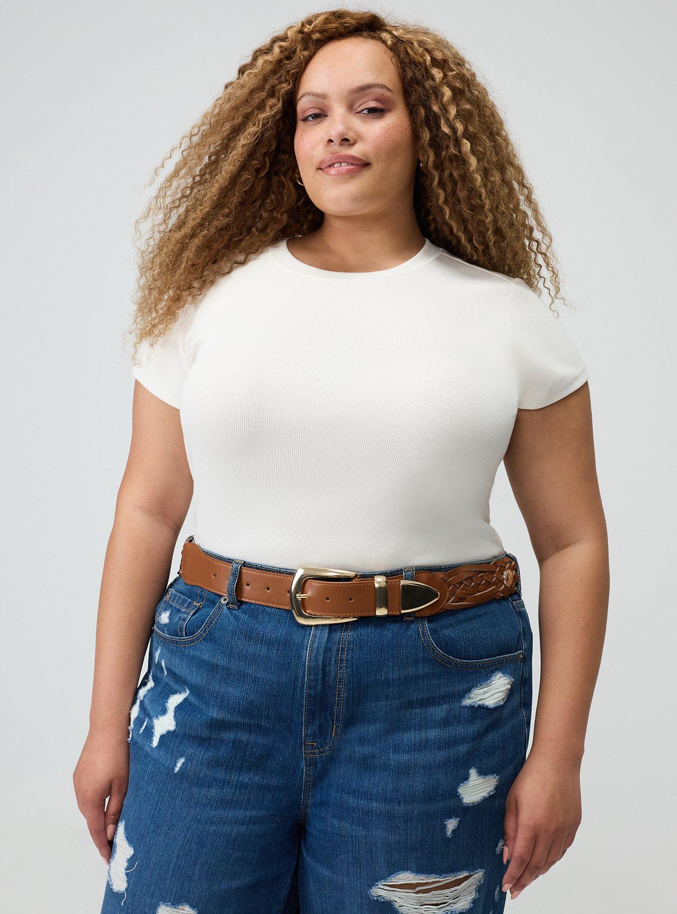 Plus Size Braided Western Belt, COGNAC, hi-res