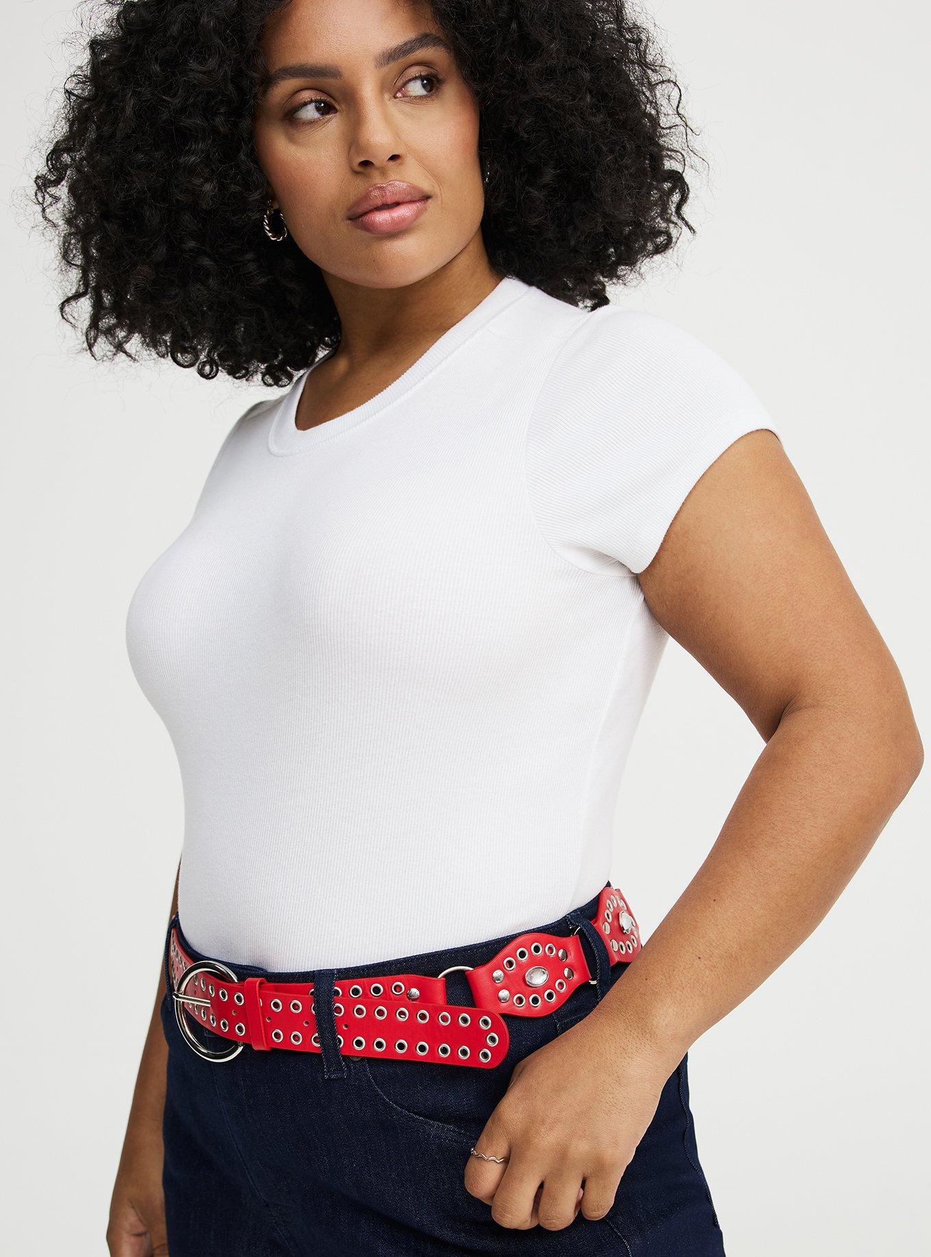 Western Stone Denim Belt, RED, alternate