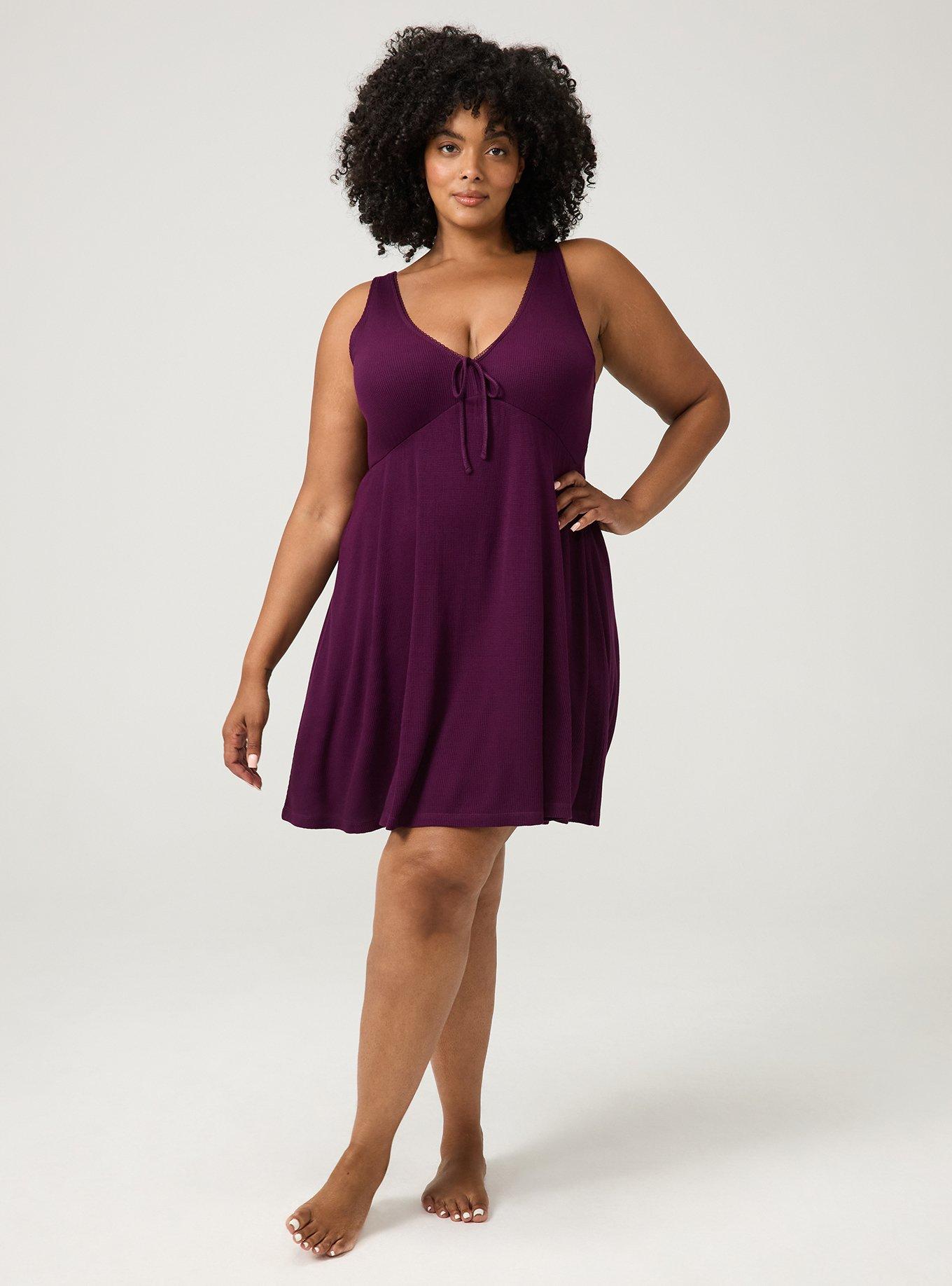 Baby Waffle Lounge Gown, POTENT PURPLE, alternate