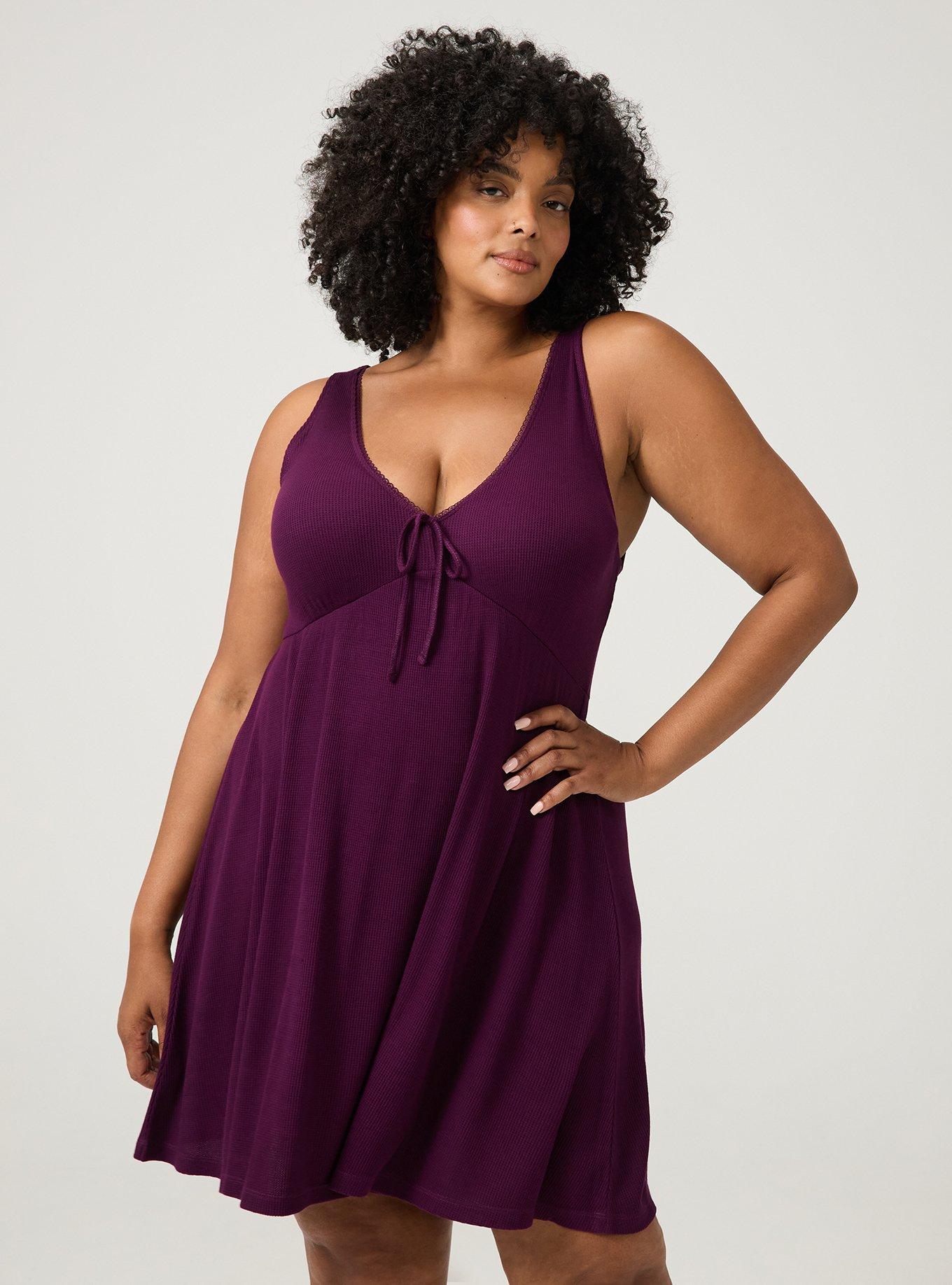 Baby Waffle Lounge Gown, POTENT PURPLE, hi-res
