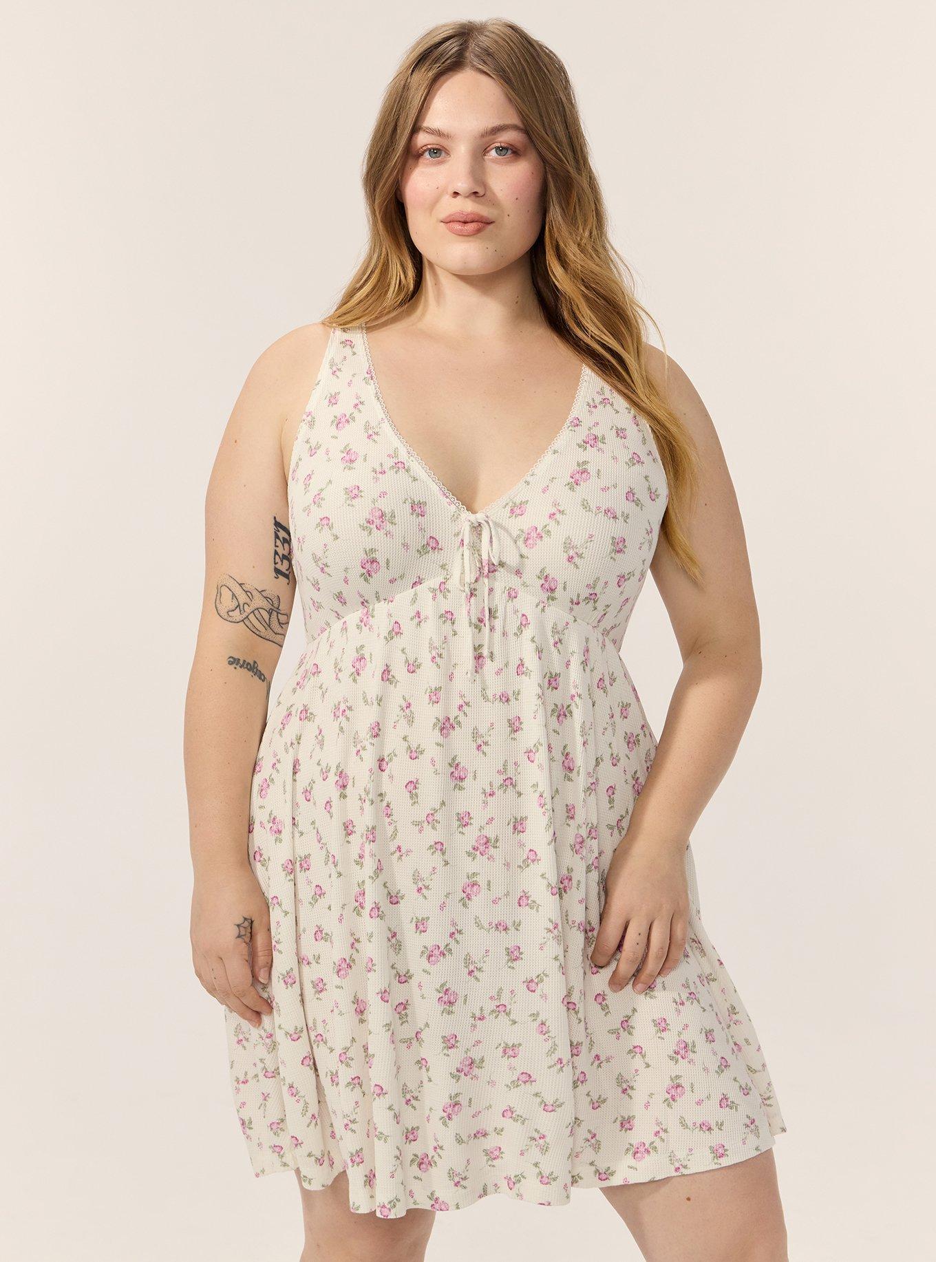 Baby Waffle Lounge Gown, LINK FLORAL WHISPER WHITE, alternate